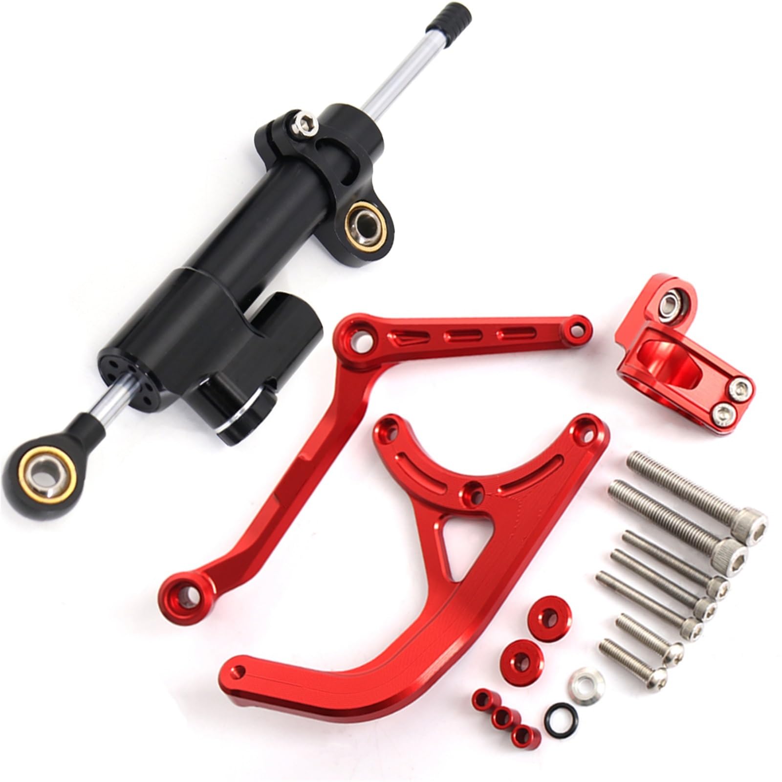 VBNYBA Motorrad Dämpfer Stabilisator Kompatibel Mit Ducati Für Multistrada V4 S 2021-2024 Motorrad-Lenkungsdämpfer Moto-Lenkungsdämpfer Stoßdämpfer Motorrad-Absorberstabilisator(Red,F) von VBNYBA