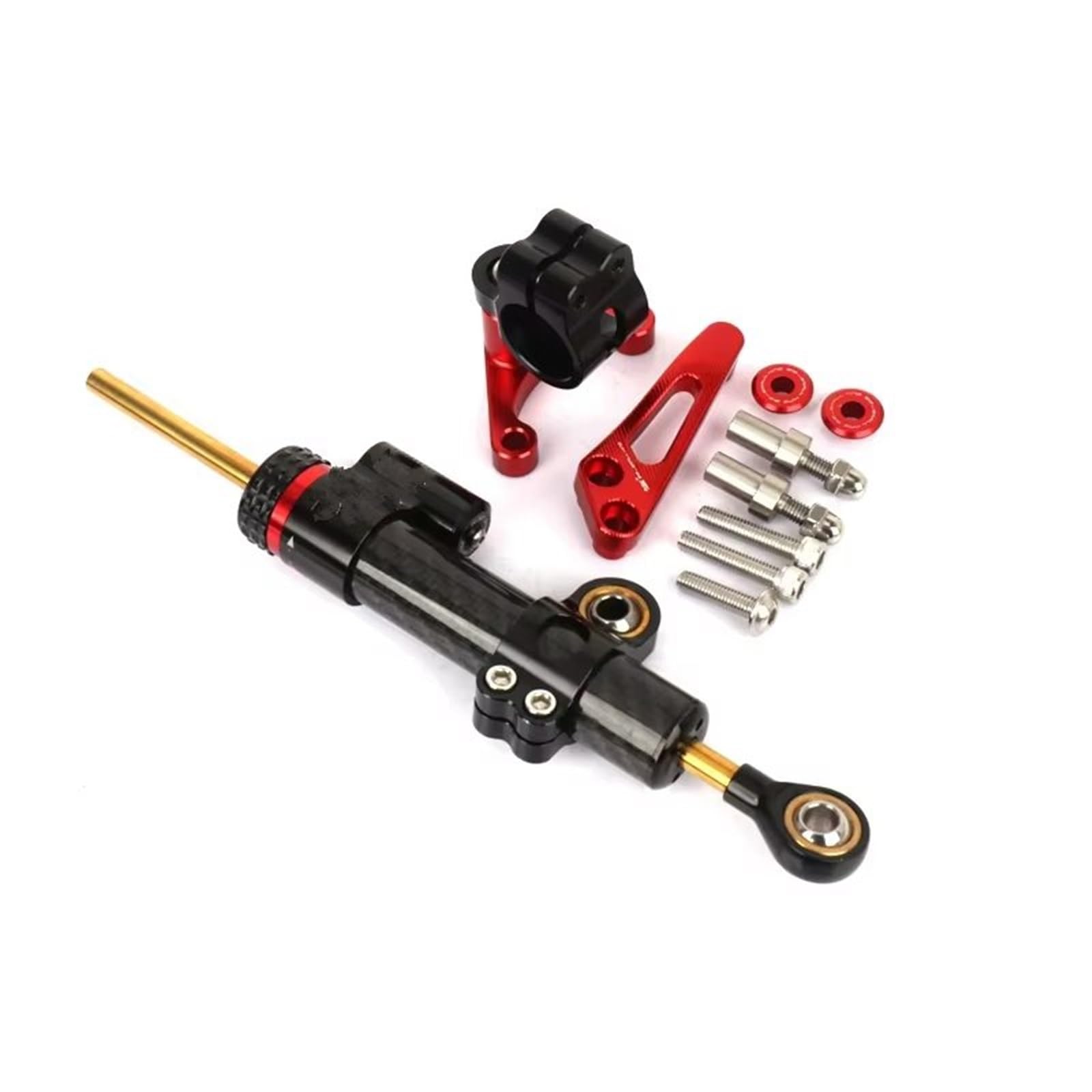 VBNYBA Motorrad Dämpfer Stabilisator Kompatibel Mit Ducati Für Supersport 950 2018 2019 2020 2021 Motorradzubehör Lenkungsdämpfer Stabilisator Halterung Mount Kit(Red,C) von VBNYBA