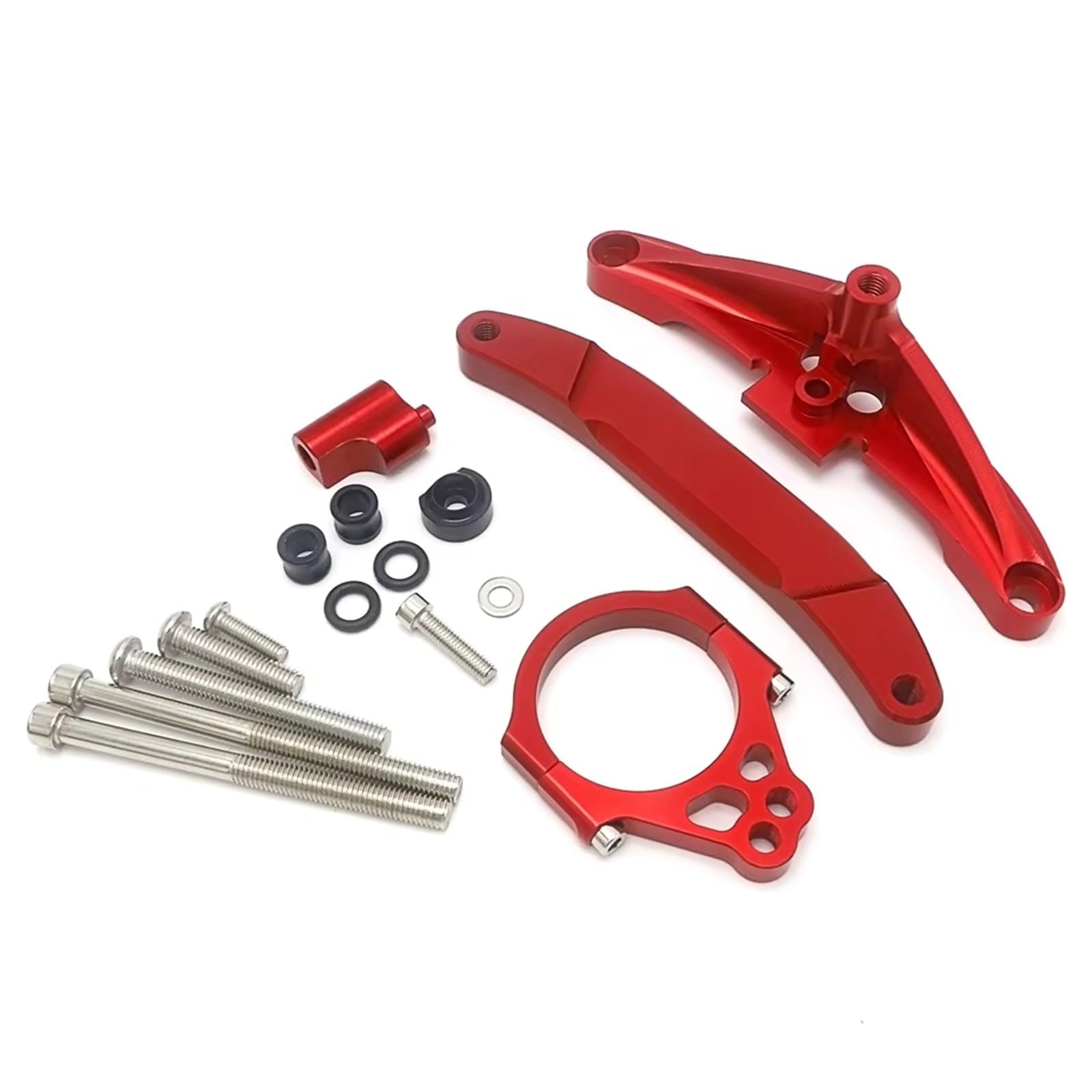 VBNYBA Motorrad Dämpfer Stabilisator Kompatibel Mit Yamaha Für FZ1 2006-2015 Motorrad-Lenkungsdämpferhalterungssatz CNC-Aluminiumstabilisator-Lineardämpfer-Montageunterstützung(Red,A) von VBNYBA