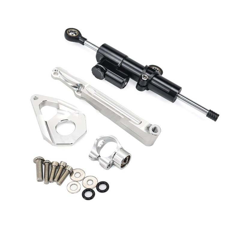 VBNYBA Motorrad Dämpfer Stabilisator Kompatibel Mit Yamaha Für YZF-R6 2003 2004 2005 Stoßdämpferhalterung Motorradzubehör Lenkungsdämpfersatz Moto Lenkungsdämpfer Stoß(Silver,B) von VBNYBA