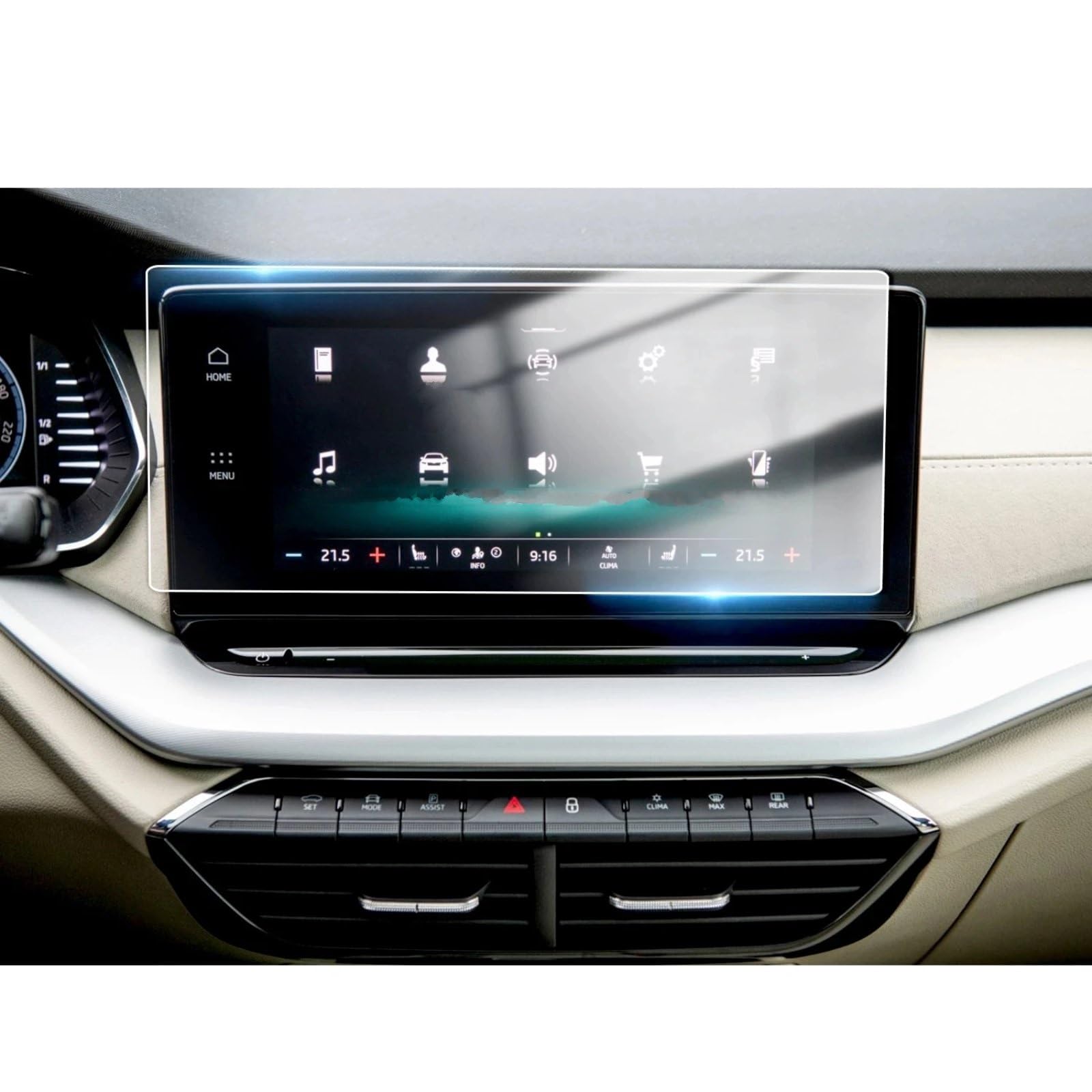 VBNYBA Navigation Schutzfolie Kompatibel Mit Skoda Für Octavia A8 2020 2021 Autonavigation Gehärtetes Glas Film Auto LCD-Dashboard Displayschutzfolie Zubehör(Size 2) von VBNYBA