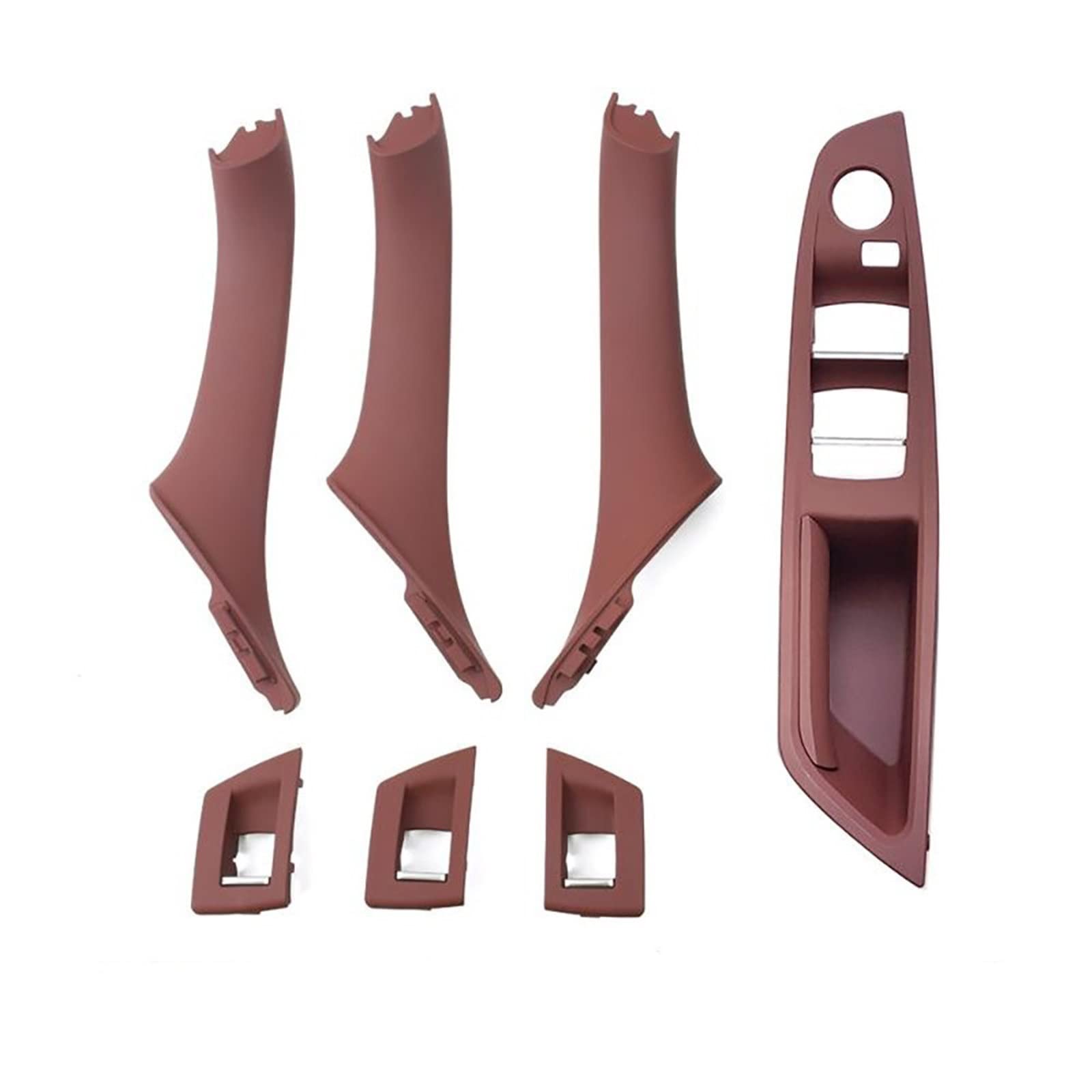 VBPBHFFNMW RHD Rechtslenker Auto Innentür Fenster Schalterabdeckung Original Innentürgriff Verkleidung Passend for BMW F10 F11 F18 520 523 525 Inner door handle(7pcs Set Red Brown) von VBPBHFFNMW