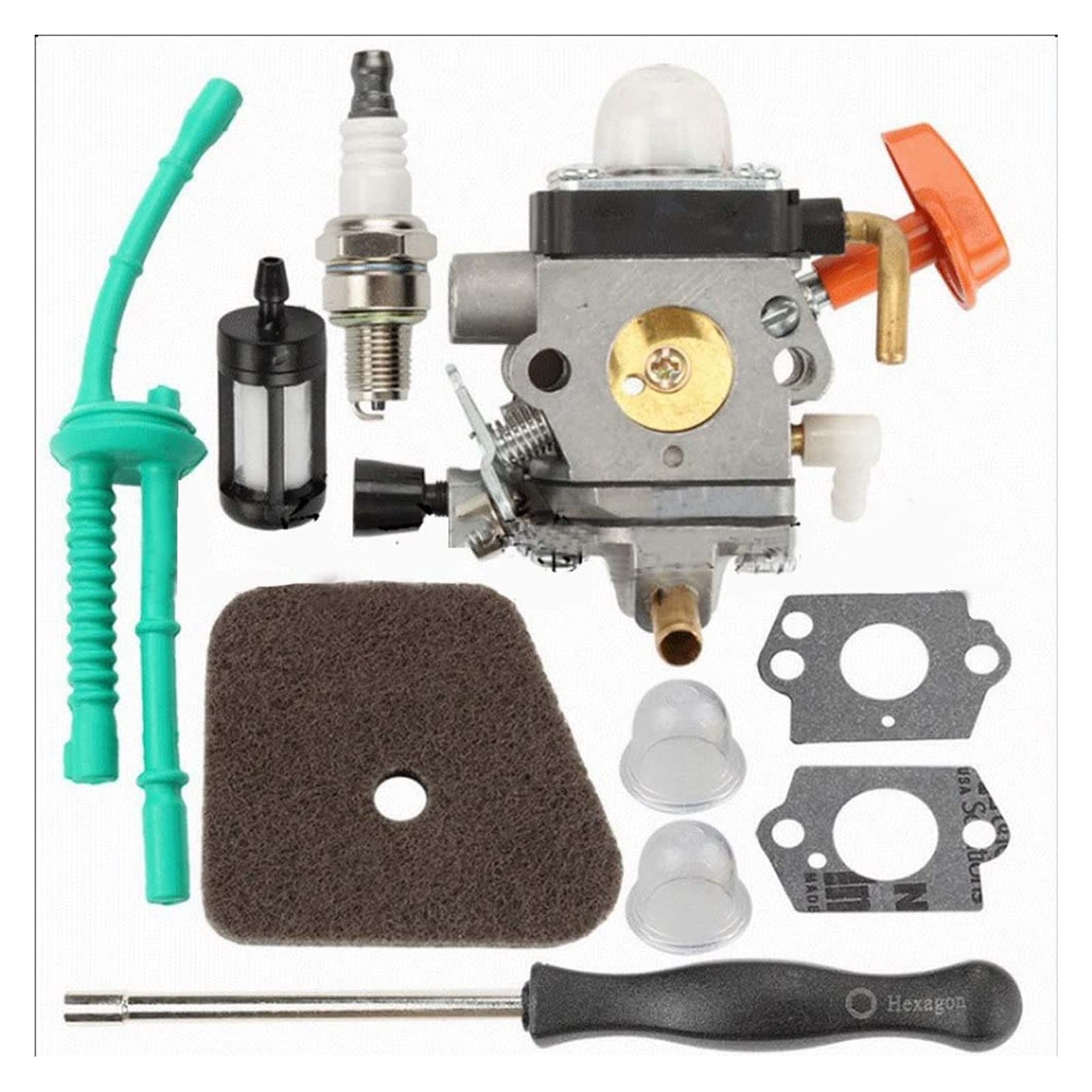 VBPBHFFNMW Vergaser Luft Kraftstofffilter Kit Luftfilter + Zündkerze for Stihl FS87 FS90 R FS100 FS110 FS130 R FC 90 95100 HL100 KM90 km100 Vergaserteile von VBPBHFFNMW