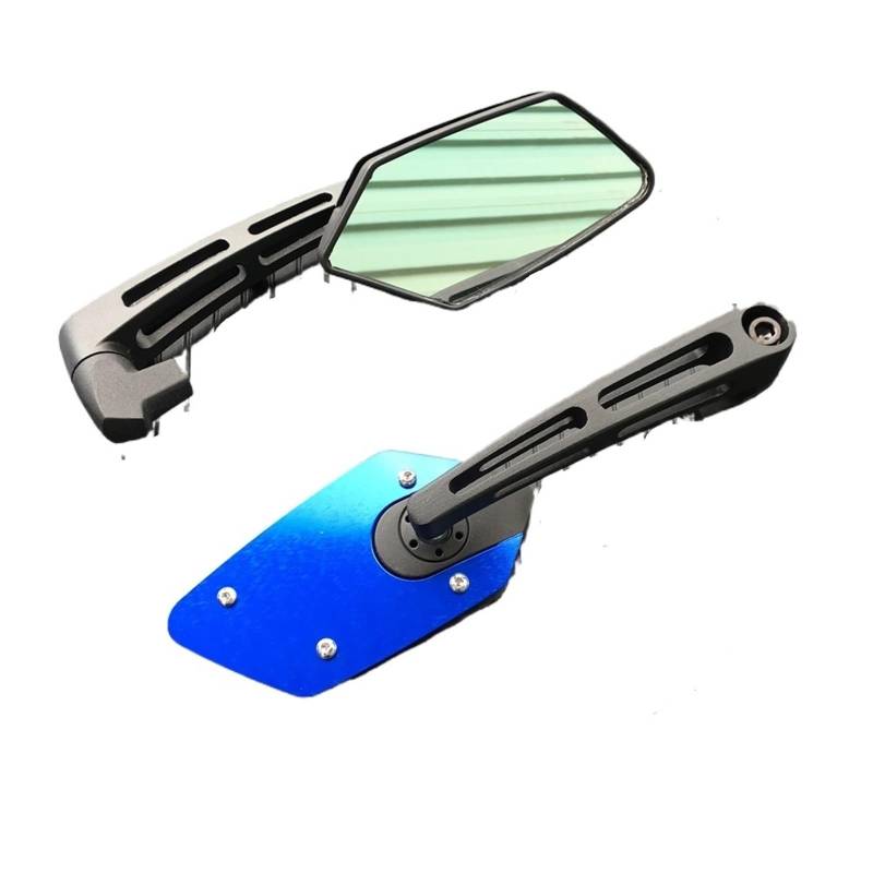 Rückseitenspiegel Motorrad Aluminium Drehbare HD Vision Seitenspiegel Universial 8mm 10mm Rückspiegel Zubehör Motorrad Rückspiegel(Blue) von VBVGMZAS