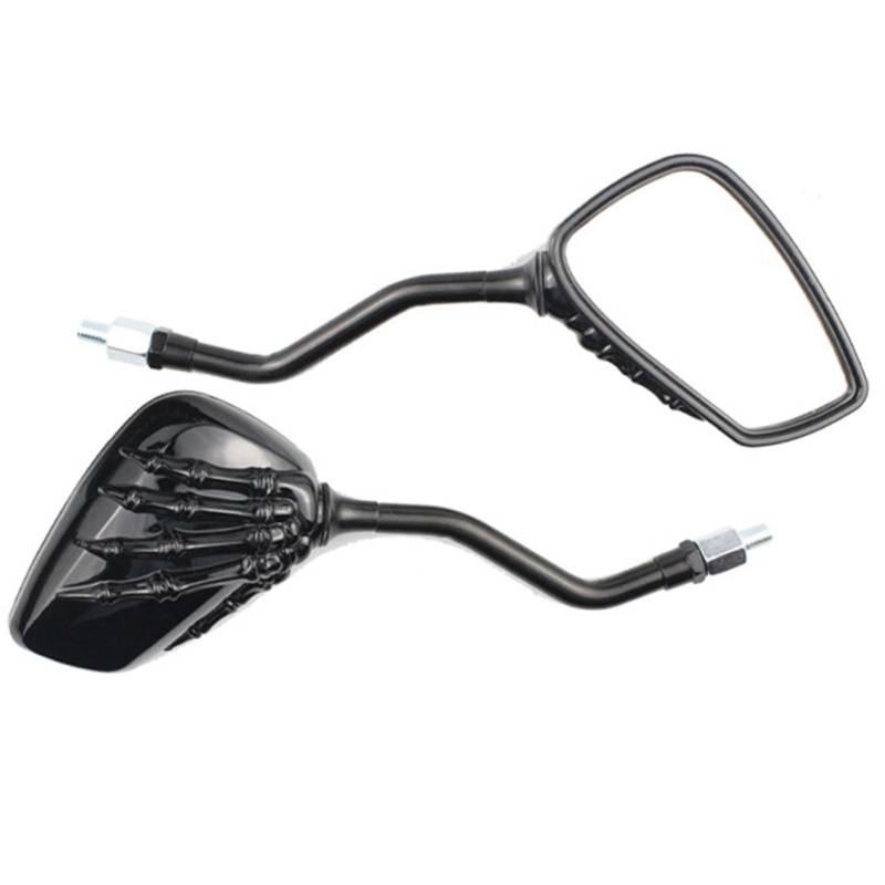 Rückseitenspiegel Universal Motorrad Rückspiegel Für Moped Fahrrad Standard Fahrrad Roller Skeleton Hand Motorrad Seitenspiegel Motorrad Rückspiegel(Black) von VBVGMZAS