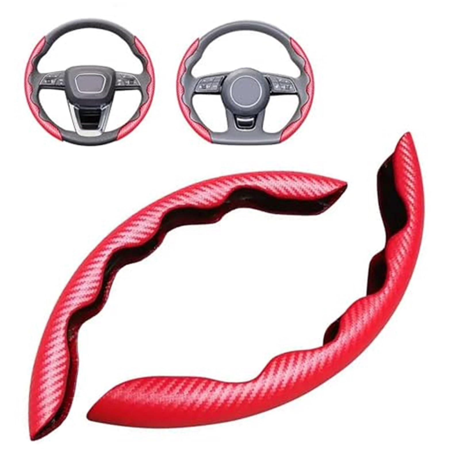 Für 2 für die Serie F22 für Coupé 2014 2015 2016 2017 2018 2019 2020 All-Saison Carbon Faser Anti-Slip Grip Segmented Protector LenkradbezüGe(Red) von VBVRHAAMZ