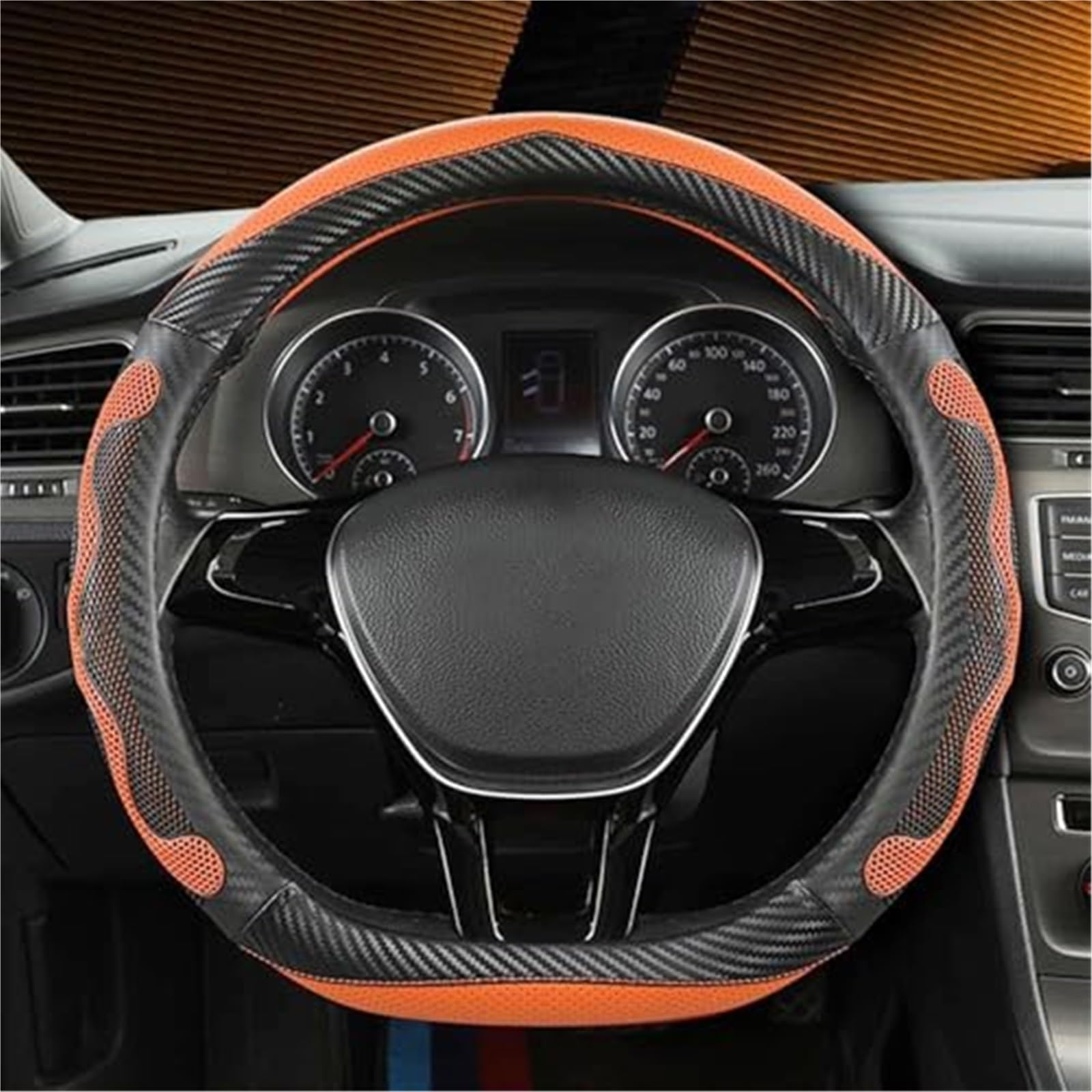 Für Ford Für Fusion Für Galaxy Für Ka Für Kuga Für Explorer Für Maverick Für Mondeo Auto Lenkrad Abdeckung LenkradbezüGe(3 Orange) von VBVRHAAMZ