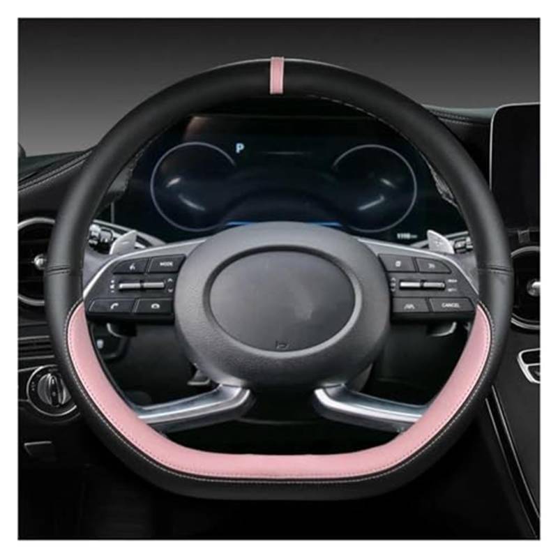 Für Hyundai Für Creta II 2021 2022 Mikrofaser Leder D Form Lenkrad Abdeckung Auto Zubehör Lenkrad Abdeckung LenkradbezüGe(PINK) von VBVRHAAMZ