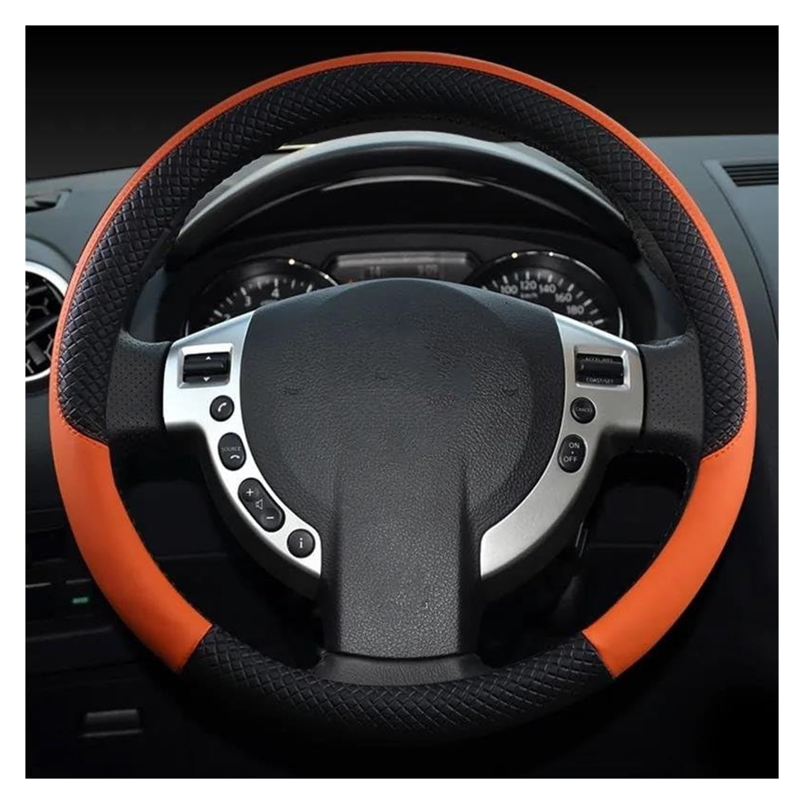 Für Nissan Für Teana Für Qashqai Für Juke Für Primera Für Versa Für Almera Lenkradschutz Lenkradabdeckung Leder LenkradbezüGe(Orange) von VBVRHAAMZ