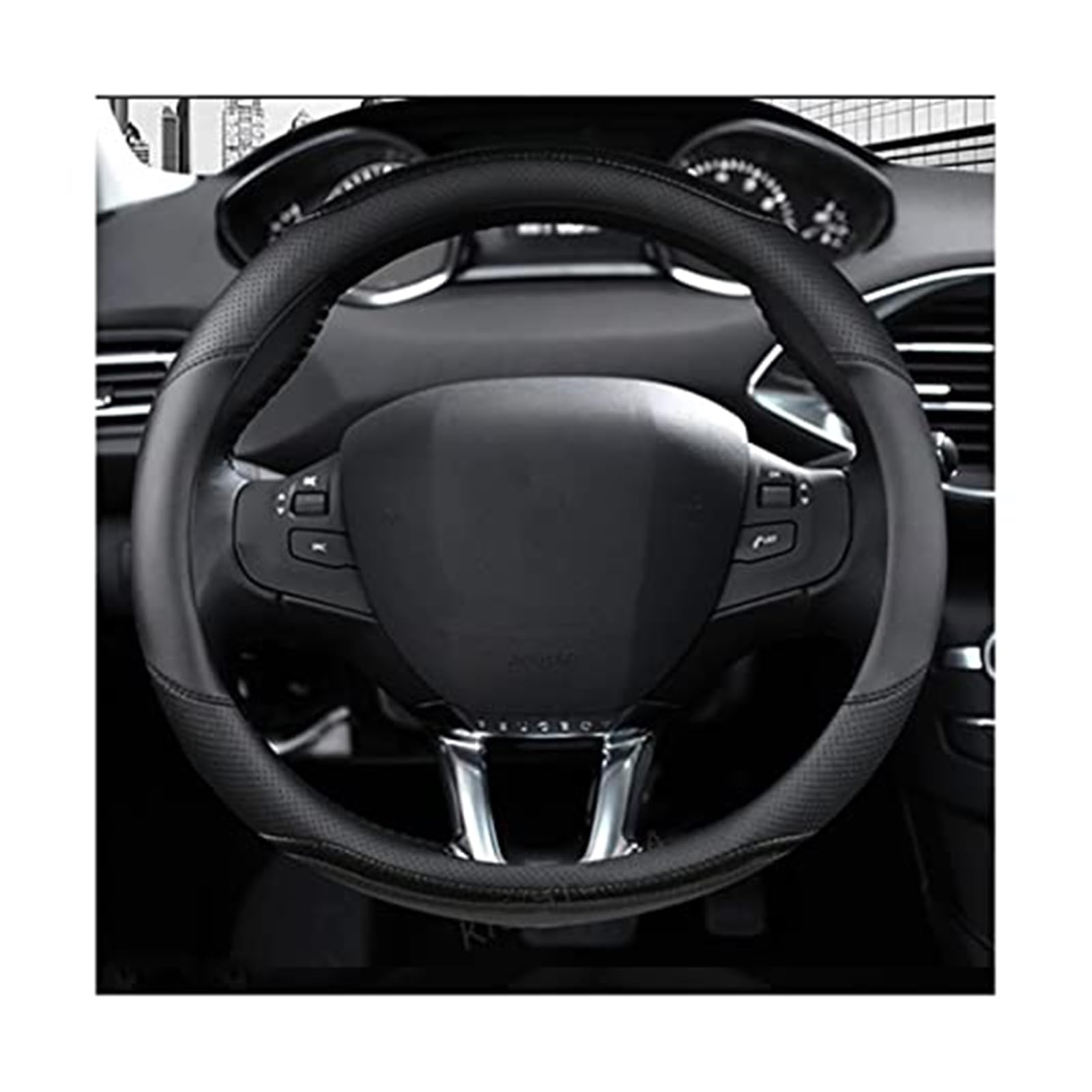 Für Peugeot 208 2012-2018, für Peugeot 308 2014-2021 2008 2013-2018, Auto-Lenkradabdeckung aus Kohlefaser-Leder LenkradbezüGe(3) von VBVRHAAMZ