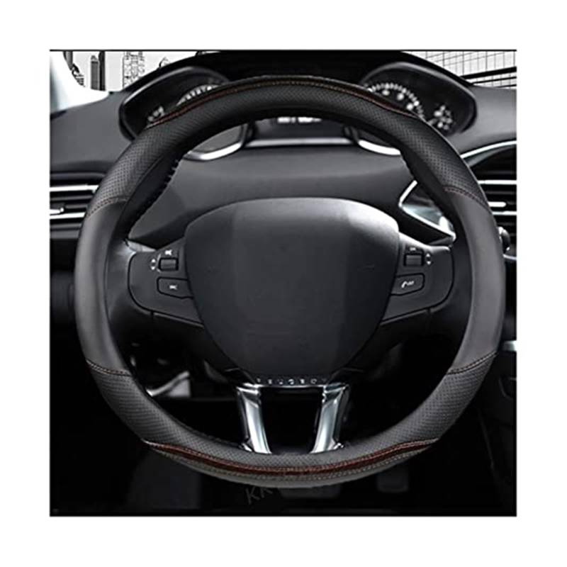 Für Peugeot 208 2012-2018, für Peugeot 308 2014-2021 2008 2013-2018, Auto-Lenkradabdeckung aus Kohlefaser-Leder LenkradbezüGe(5) von VBVRHAAMZ