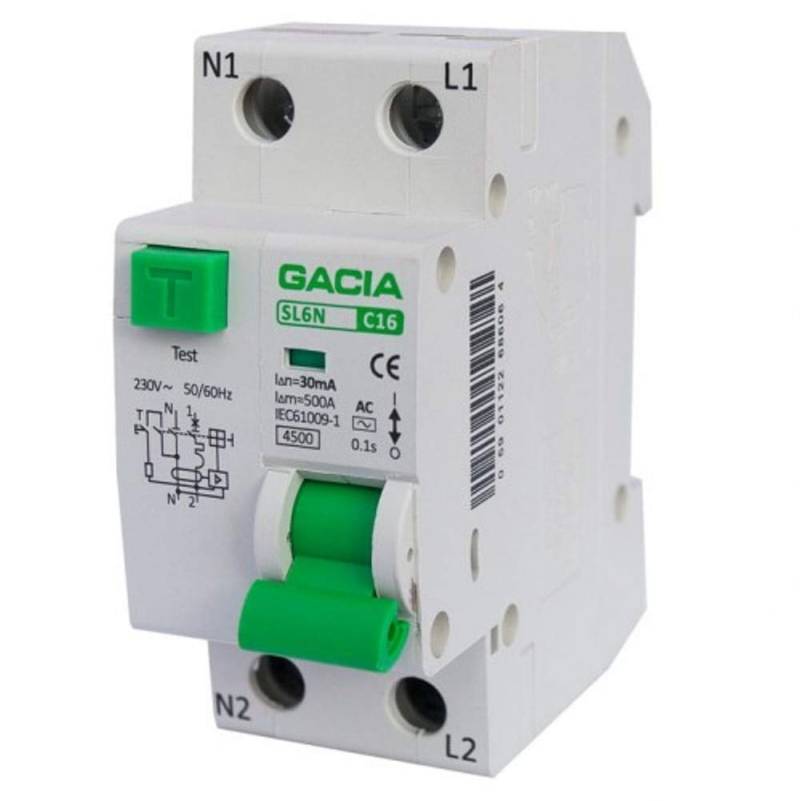 Differential mit Überstromelement - RCD - Differentialsicherung - SL6N - B10-1 Phase - 1P+N - 30mA - Typ AC - Schützt vor Stromschlag von VCX