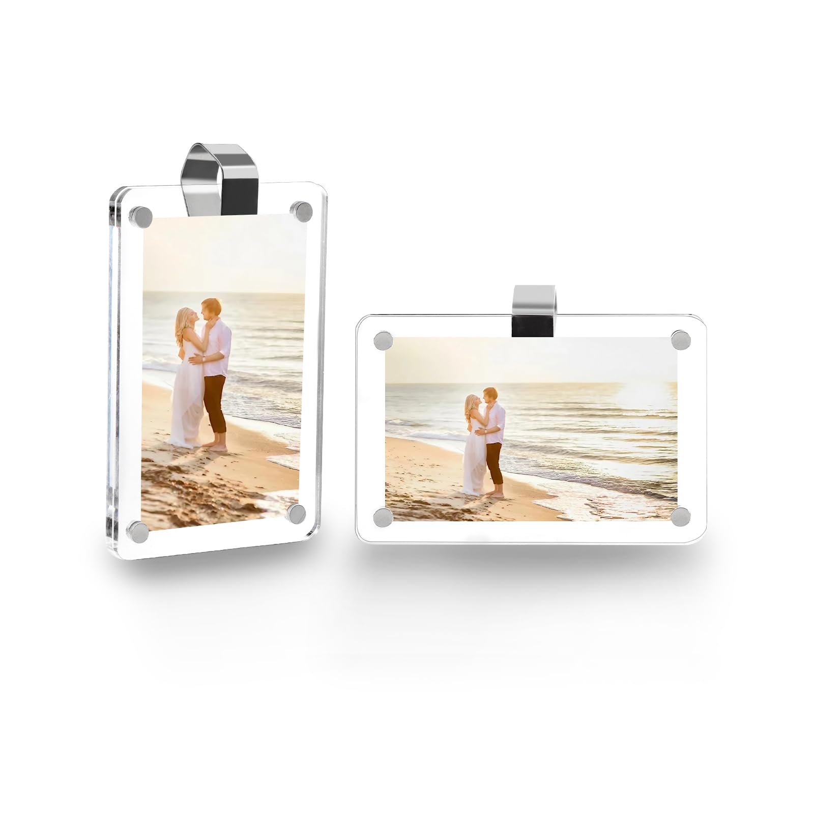 VDARK 2er-Pack Auto-Fotohalter, personalisierter Bilderrahmen aus Acryl zum Anklipsen der Sonnenblende, magnetischer Fotorahmen für Familie, Paare, Fahrer, Auto-Sonnenblende 3,55" x 2,36" von VDARK