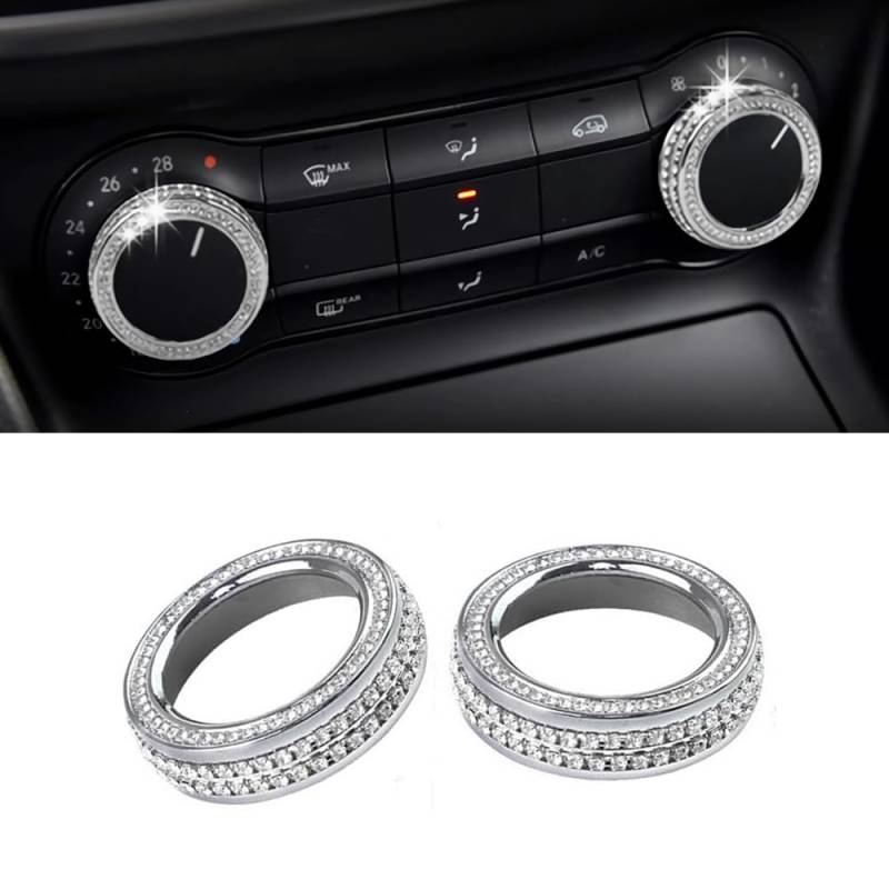 VDARK Bling AC-Knopfabdeckung für Mercedes Benz Zubehör Bling Innenraum Multimedia-Lautstärkereglerabdeckungen Kompatibel mit Mercedes-Benz C-Klasse B-Klasse CLA CLS GLA GLE GLK GLS SLC 2 Pack von VDARK