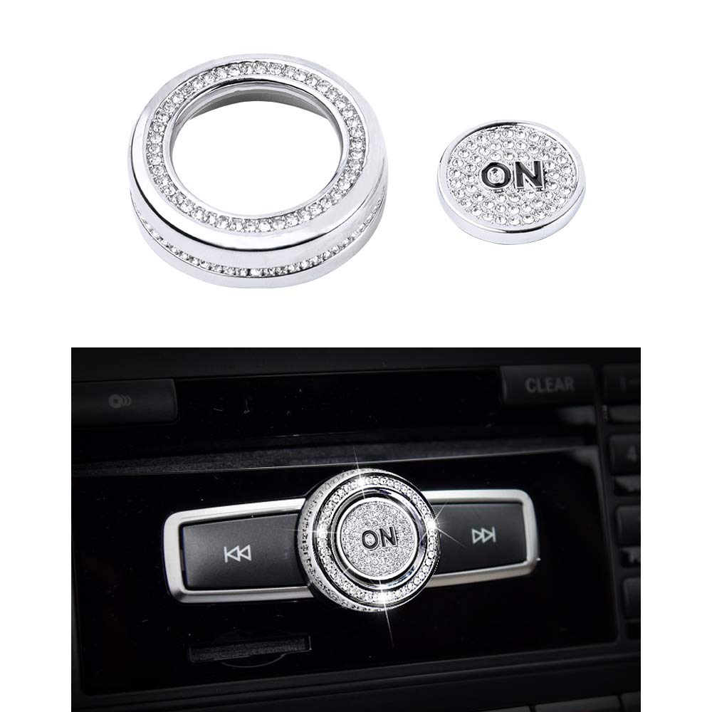 VDARK Bling Lautstärkeregler-Abdeckung für Mercedes Benz Zubehör Bling Innenraum Multimedia Sound Lautstärkeregler-Abdeckungen für C-Klasse E-Klasse CLA CLS GLA GLE GLK GLS SLC 2 Pack von VDARK