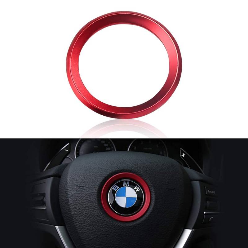 VDARK Kompatibel mit BMW Zubehör Teile Lenkrad Logo Caps Abdeckungen Abziehbilder Lenkrad Dekoration Ersatz für BMW Innen Aufkleber Visiere Dekorationen 1 3er Reihe 5 Serie 6 7 X1 X3 X5 X6 Rot von VDARK