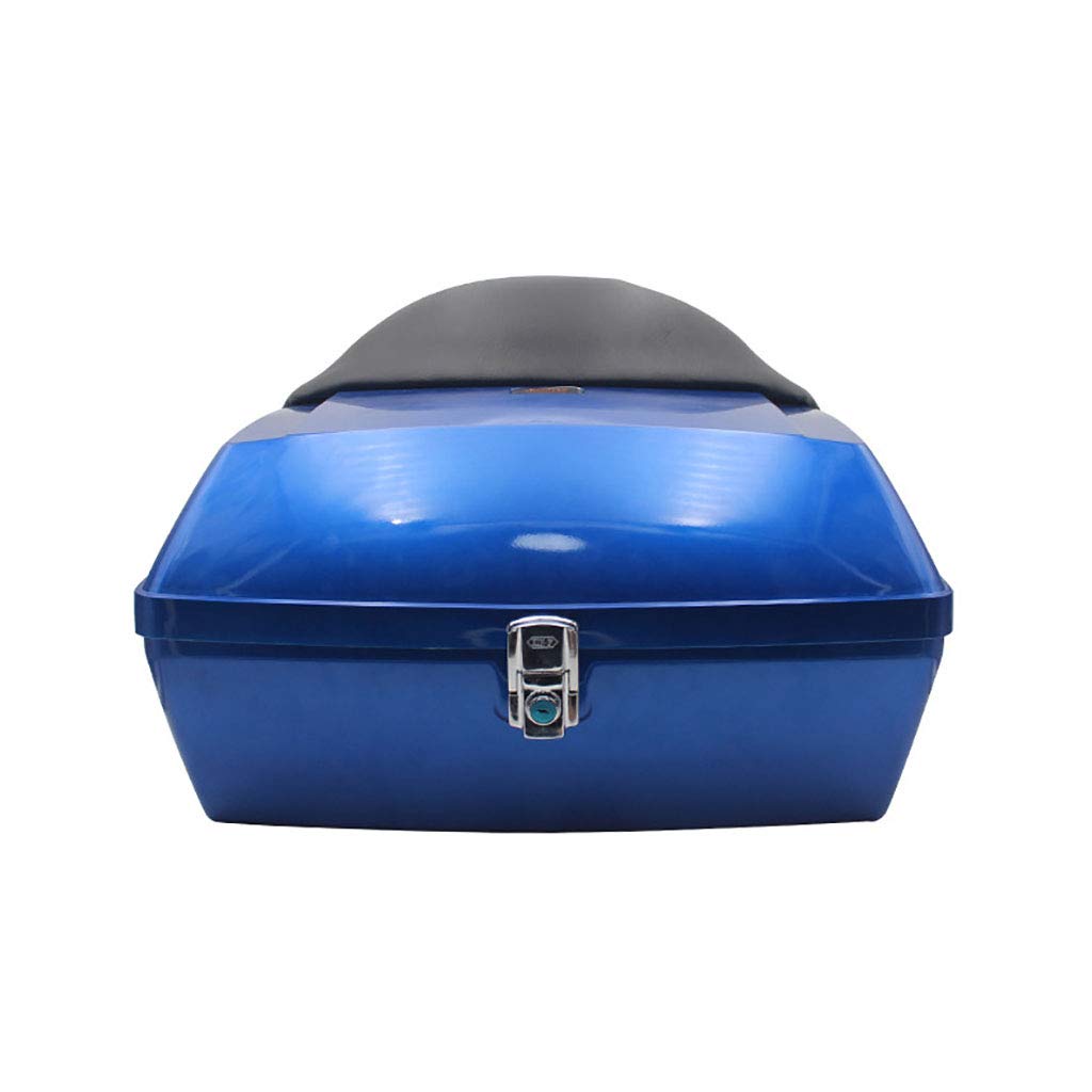 VDLLQYN, Motorrad-Heckbox – Helm-Aufbewahrungsbox, mit Rückenlehne und Gepäckträger, for Touring Cruiser – langlebige Gepäckbox for Motorräder,Motorrad-Gepäck(Blue,Without Shelf) von VDLLQYN