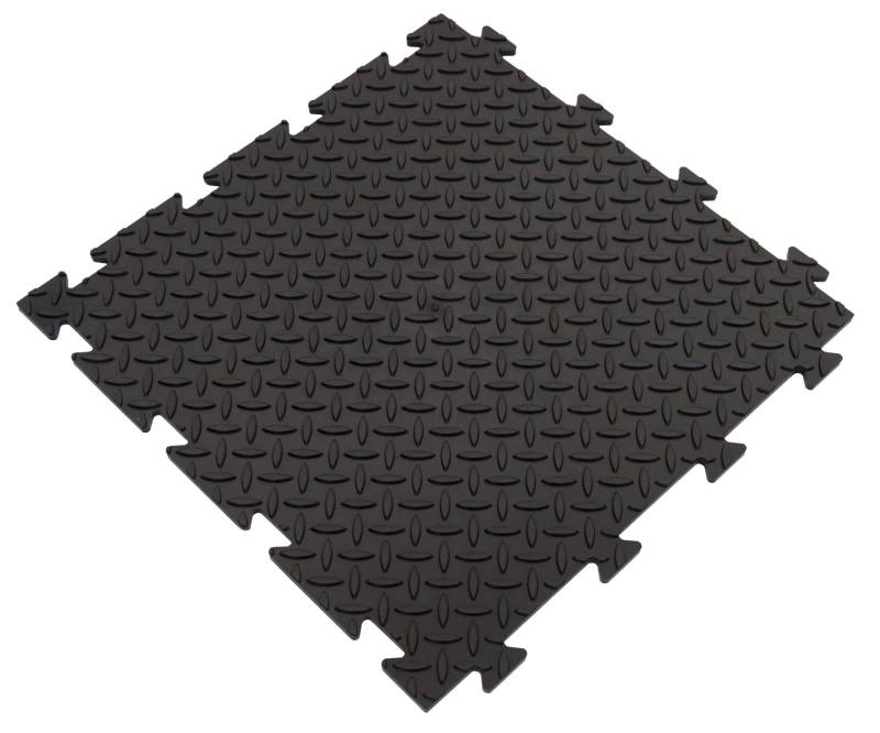 Gewerbeboden PVC Fliesen Raute 8mm Garagenboden Industrieboden klick-Verlegung schwarz von VDP