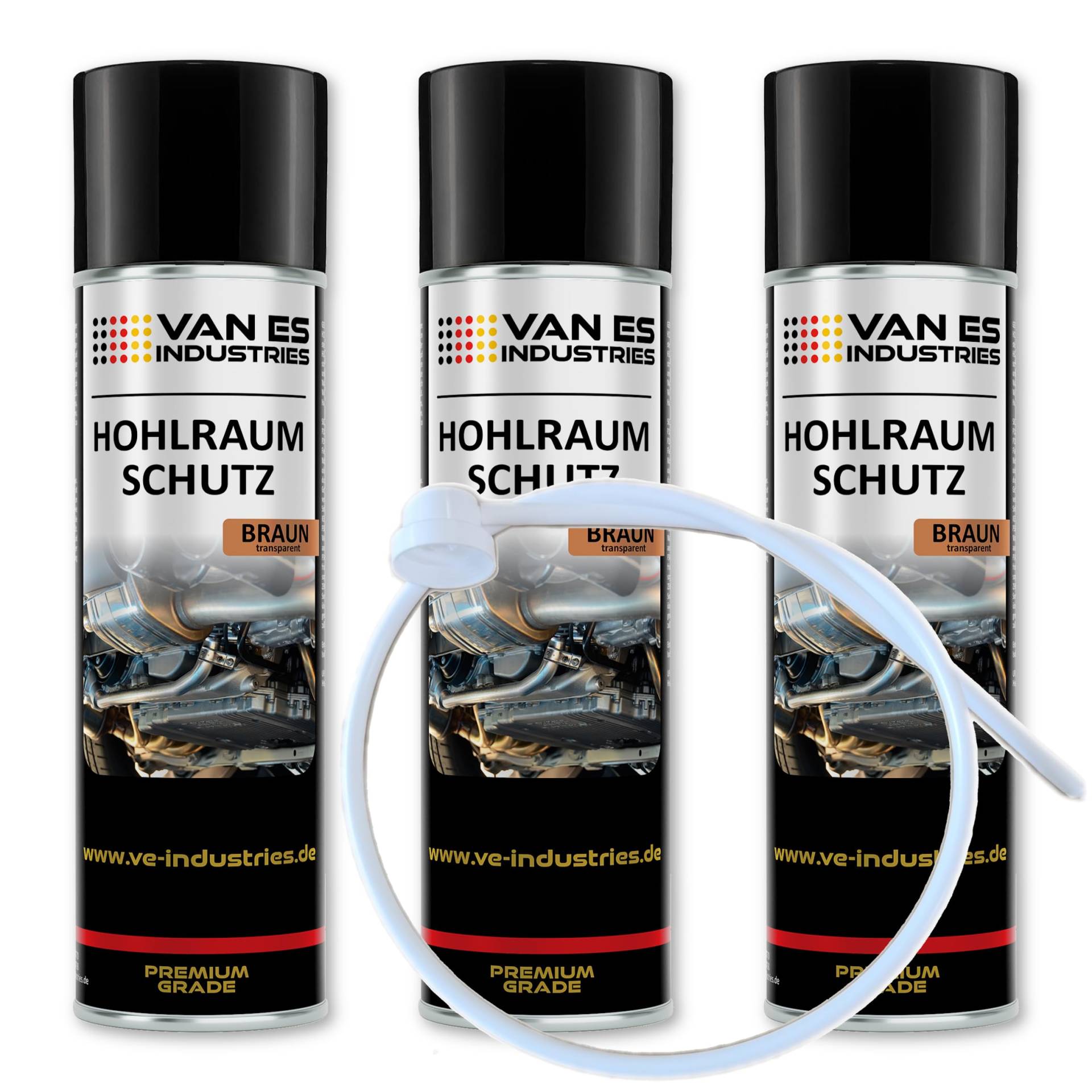 VE-INDUSTRIES 3X Hohlraumschutz Rostschutz Korrosionsschutz Hohlraumversiegelung Rostschutzmittel Korrissionsschutzmittel Hohlraumkonservierung transparent-braun 500 ml & 60cm Sonde (10,60€/l) von VE-INDUSTRIES