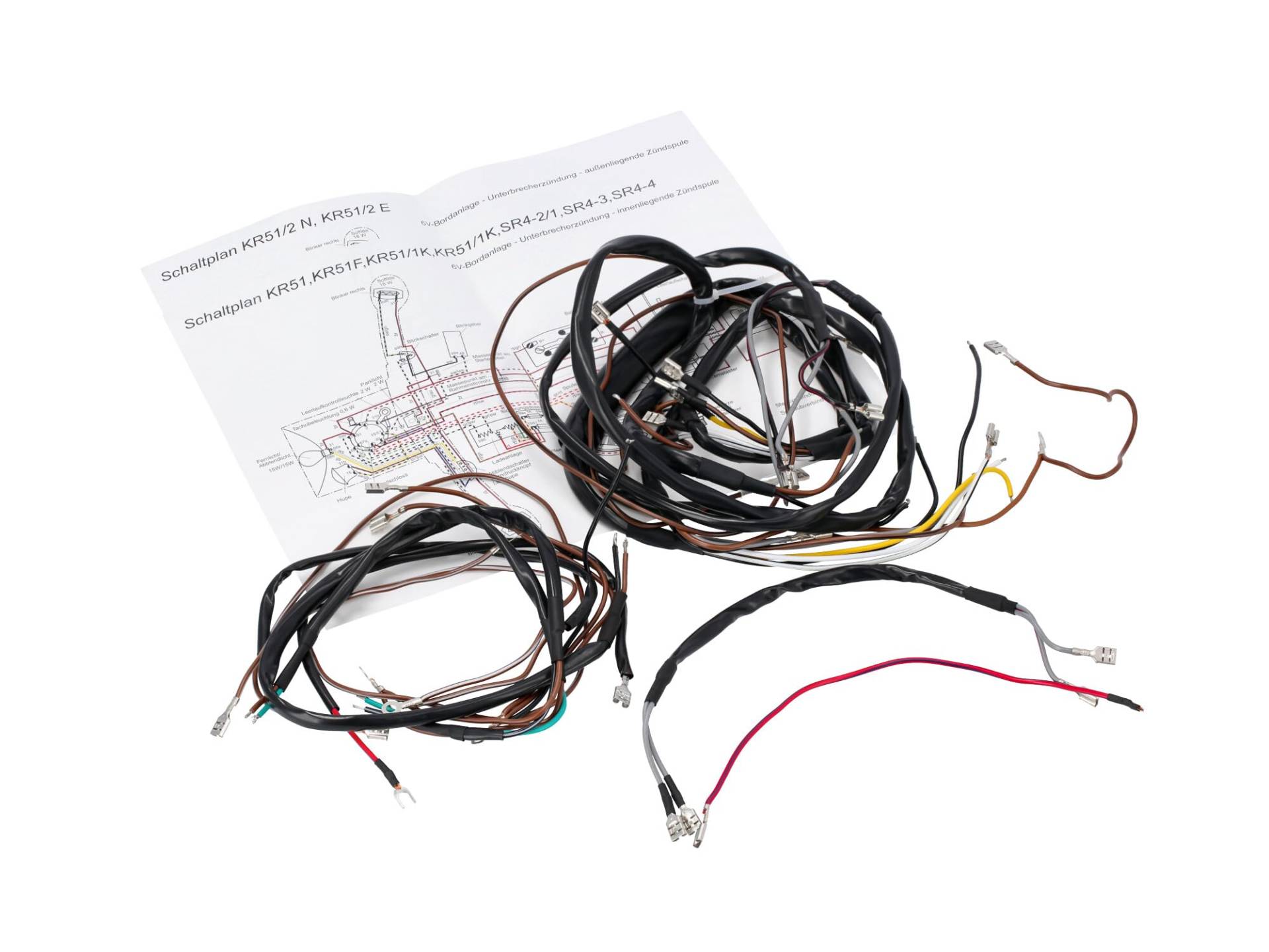 Kabelbaumset, Basisausstattung mit Schaltplan - für Simson KR51 Schwalbe, SR4-2 Star, SR4-3 Sperber, SR4-4 Habicht von VEBCO