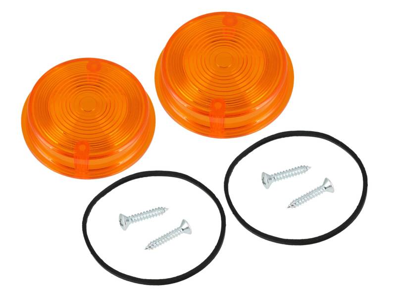 Set: 2x Blinkerkappe hinten, rund, orange inkl. Gummidichtring + Schrauben - für Simson S50, S51, S70, SR50, SR80 - MZ ETZ, TS von VEBCO