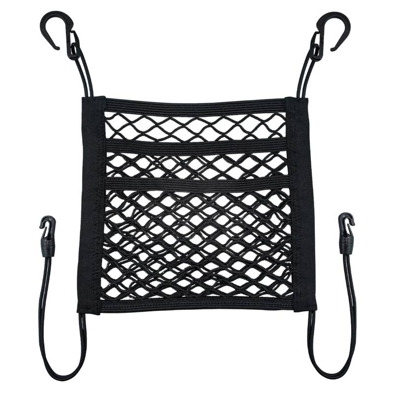 VEHIRIE Gepäcknetz Autositz Netz Auto Net Zwischen Vordersitze Netztasche Universal 3 Lagiger Auto Aufbewahrung Organizer 30 x 27 cm Auto Vordersitz Aufbewahrungsnetz Hundegitter von VEHIRIE