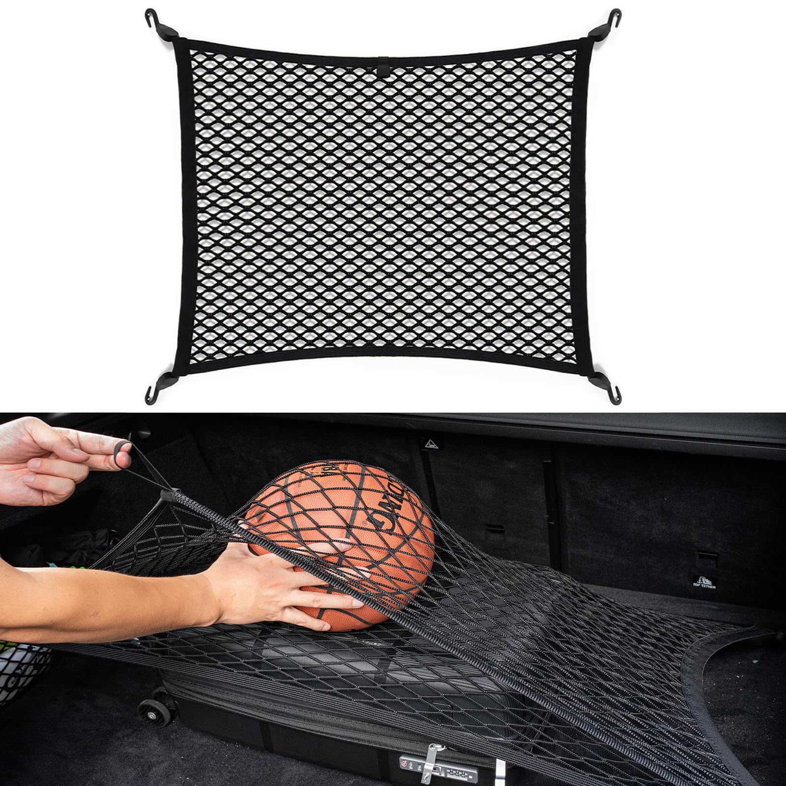 VEHIRIE Kofferraumnetz Gepäcknetz Auto Netz, Doppelte Lage Universal 80 x 60 cm Kofferraum Netze, Elastisch Kofferraum Netz, mit 4 ABS Haken Perfekt geeignet für SUV VW von VEHIRIE