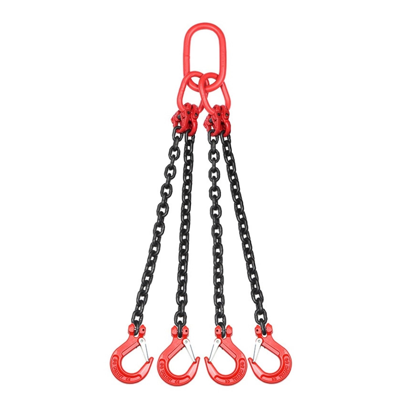 Kettengehänge, Kettenschlinge, Hebekettenschlinge, einbeinige Kettenschlinge, kompletter Satz Hebekette, G80-Manganstahl-Hebehaken für Motorhebebühnen(1 ton 1 meter 4 legs 4 hooks) von VEIBAO