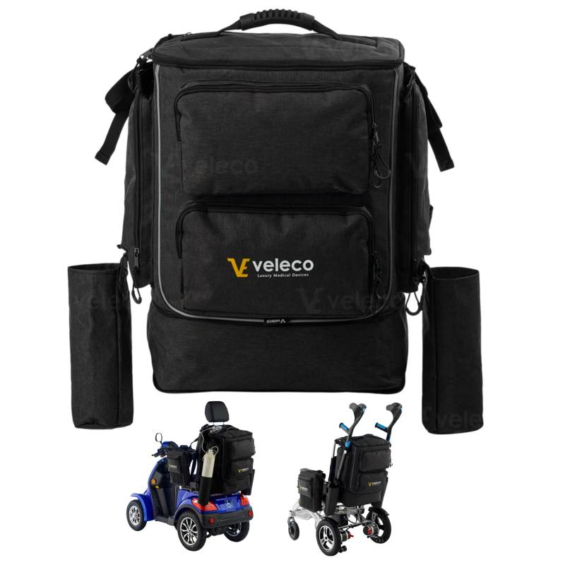 VELECO ® Wasserdicht Rollstuhltasche Mit Ballhalterung, Groß Und Geräumig Rollstuhltasche Hinten Mit Halterung Für Sauerstoffflaschen Und Langlebige Reißverschlüsse von VELECO