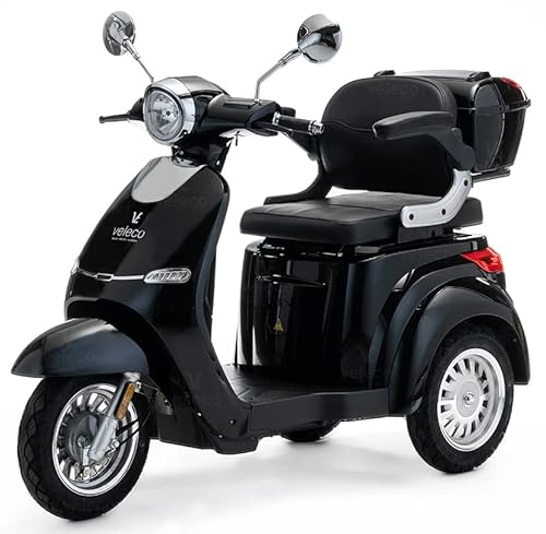 VELECO 3 Räder Elektroscooter 1000W Seniorenmobil E-Fahrzeug 3 Farben (Schwarz) von VELECO