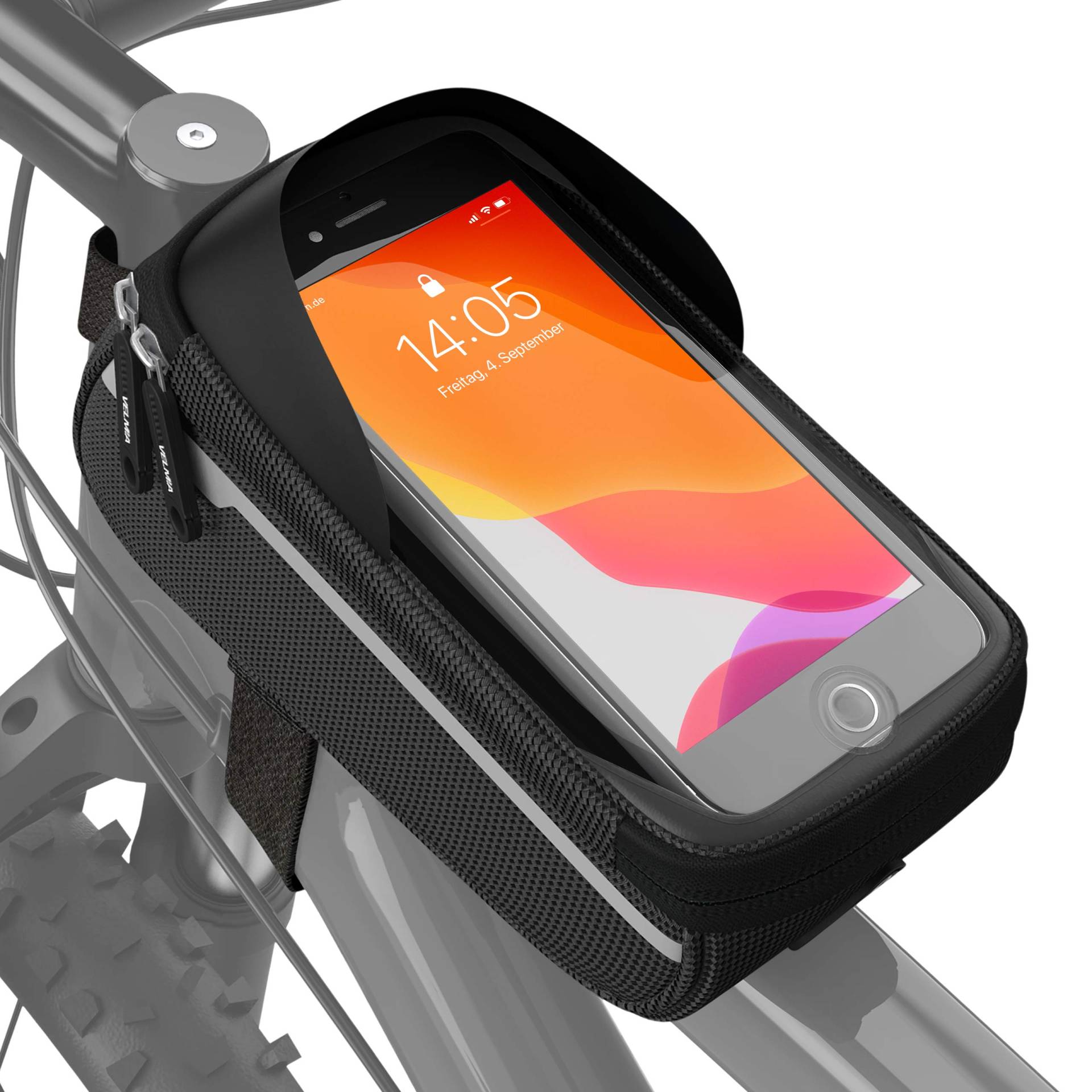 VELMIA Fahrrad Rahmentasche Wasserdicht - Handyhalterung ideal zur Navigation - Fahrradtasche Rahmen, Fahrrad Handytasche, Fahrradzubehör von VELMIA