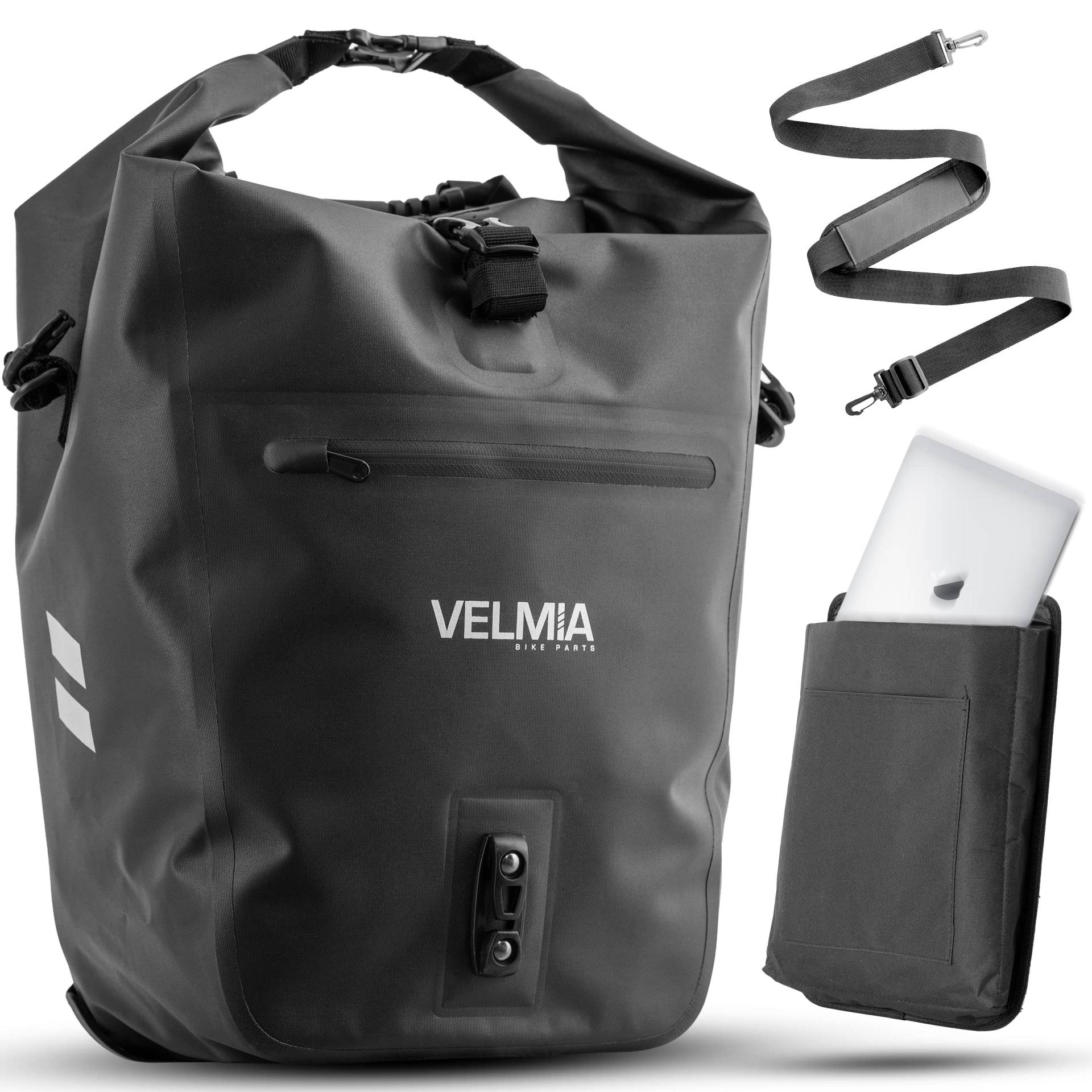 VELMIA Fahrradtasche für Gepäckträger I mit praktischem Tragegriff I 100% Wasserdicht fahrradtasche gepäckträger, gepäckträgertasche, Fahrrad Taschen hinten von VELMIA