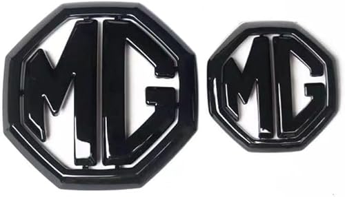 Auto Embleme für MG HS 2018-2023,Robustem langlebigem ABS 3D Logo Emblem Badge Aufkleber Auto Frontabdeckung Kühlerfigur Frontkennzeichen Kofferraum Logo Car Styling zubehör,Black von VELOMY