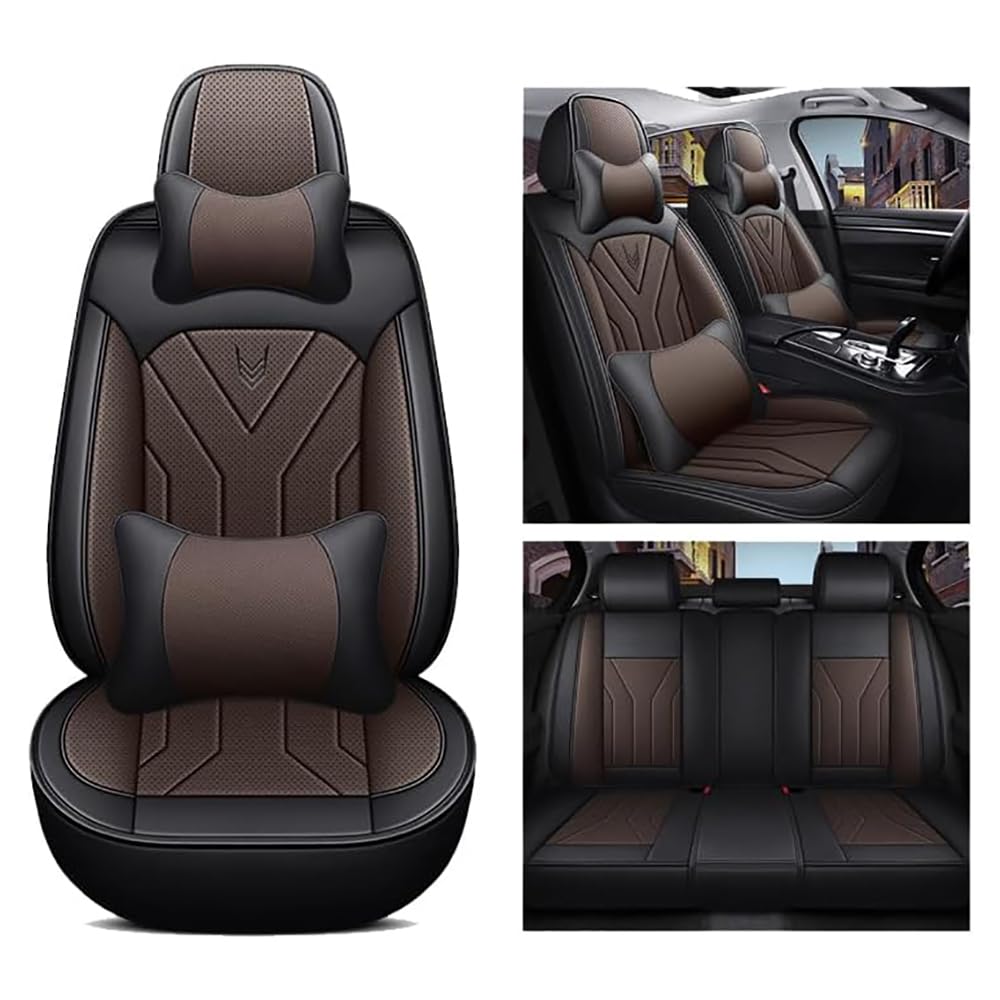 VELOMY Auto Sitzbezüge Sets,für Ford Focus III Hatchback (Facelift 2014) 2014-2018. Leder Vorder-/Rücksitzbezug Komplettsets Komplettumrandung Wasserdicht, Atmungsaktiv,E von VELOMY