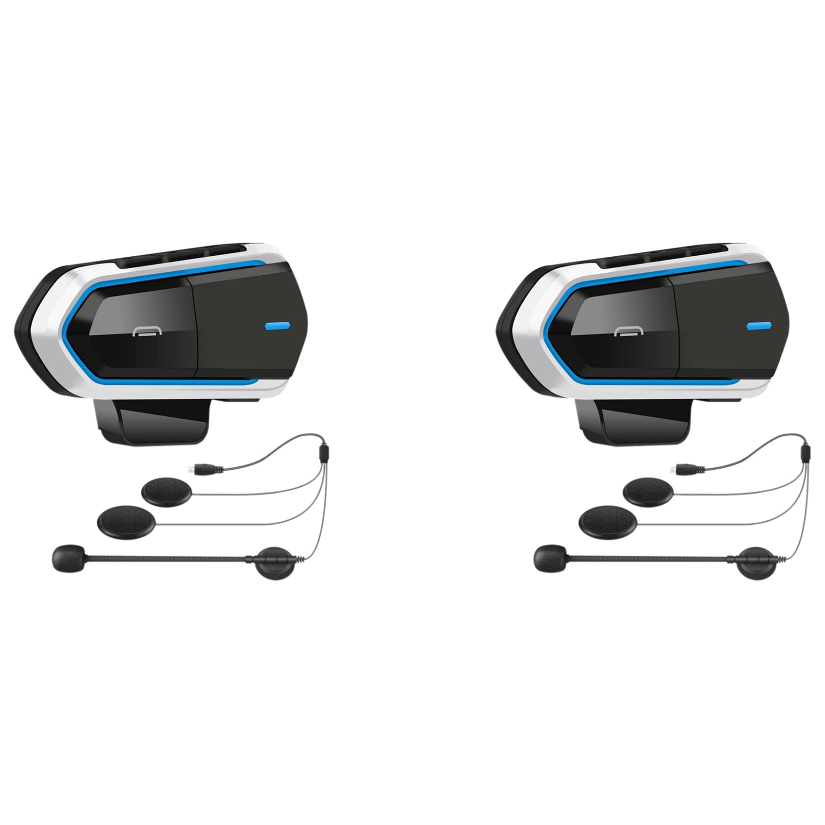 VENEKA 2X B35 Motorrad Intercom Mikrofon, Bluetooth 5.0 Helm Headset Interphone FM Radio -FI Klang Qualität Siri Blau von VENEKA