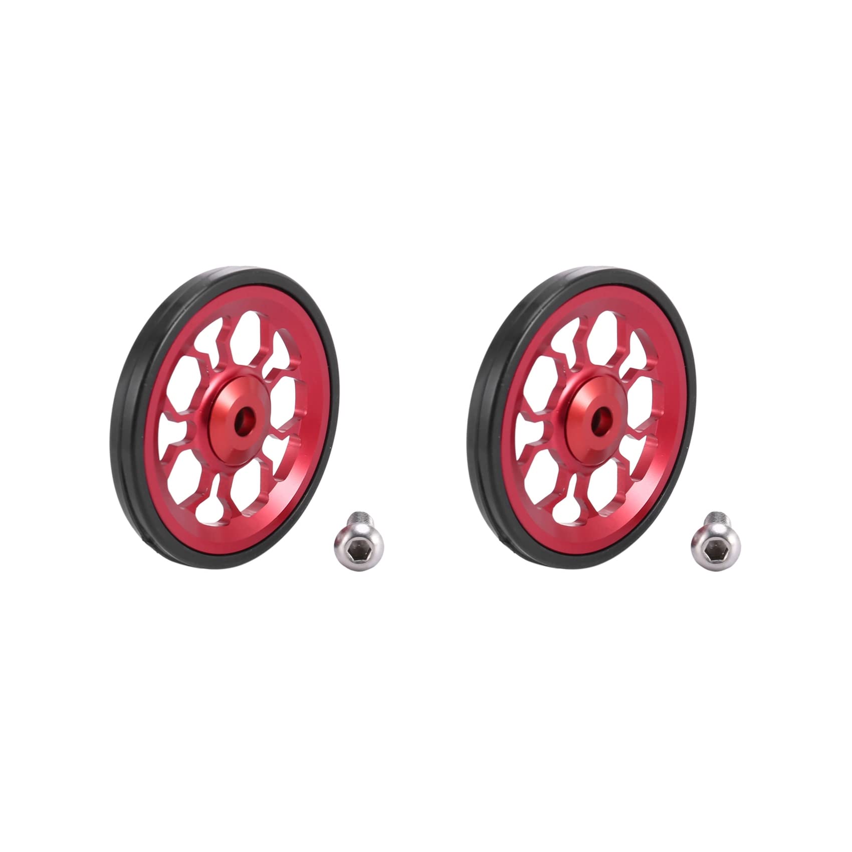 VENEKA 2X Faltrad Einfaches Rad für Aluminiumlegierung Easywheel Ultralight Sealed Bearing Push Wheels Fahrrad Teile,Rot von VENEKA