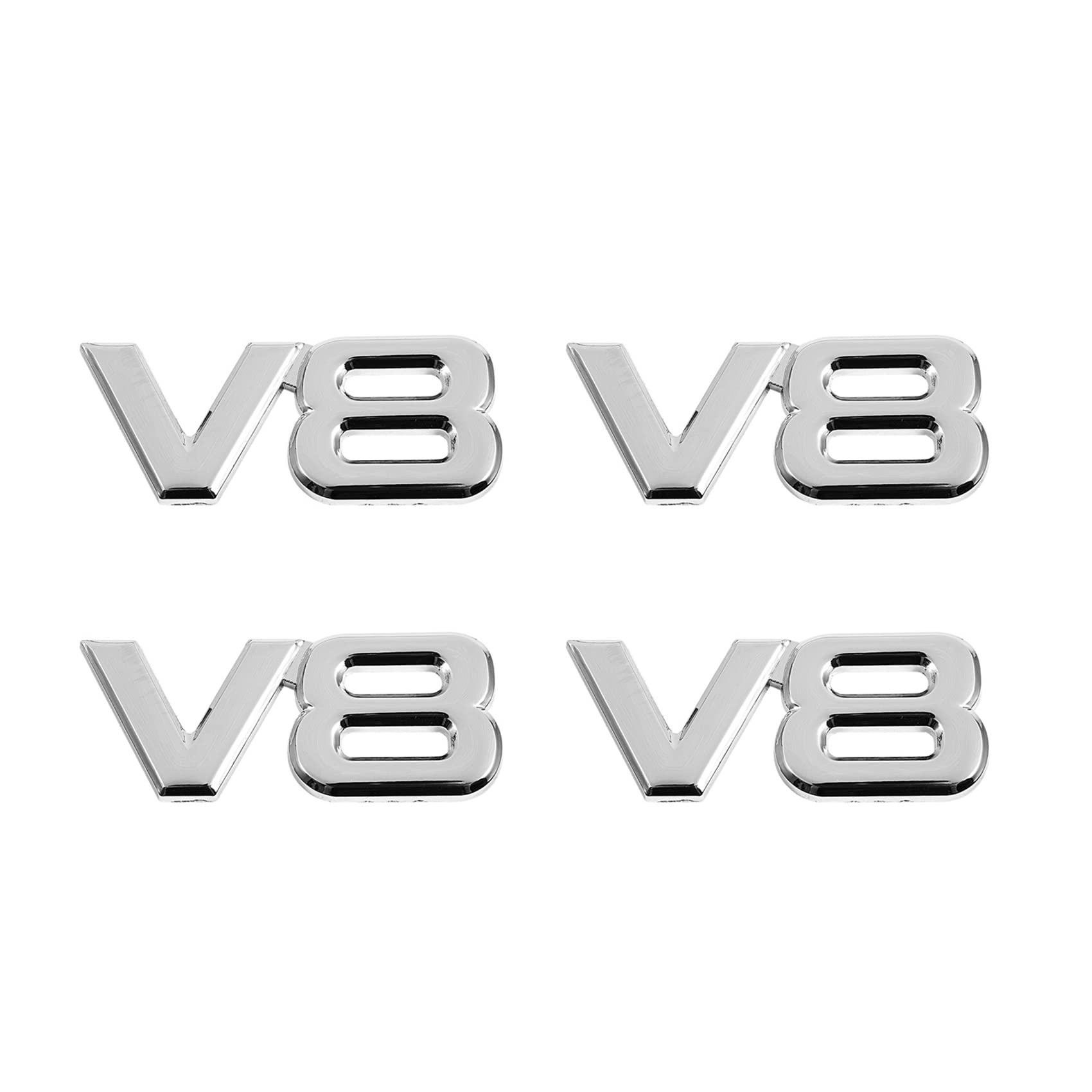 VENOAL 4 x 3D Silber Auto Motor V8 Auto Heck Emblem Aufkleber Badge Aufkleber 7,5 x 3,5 von VENOAL