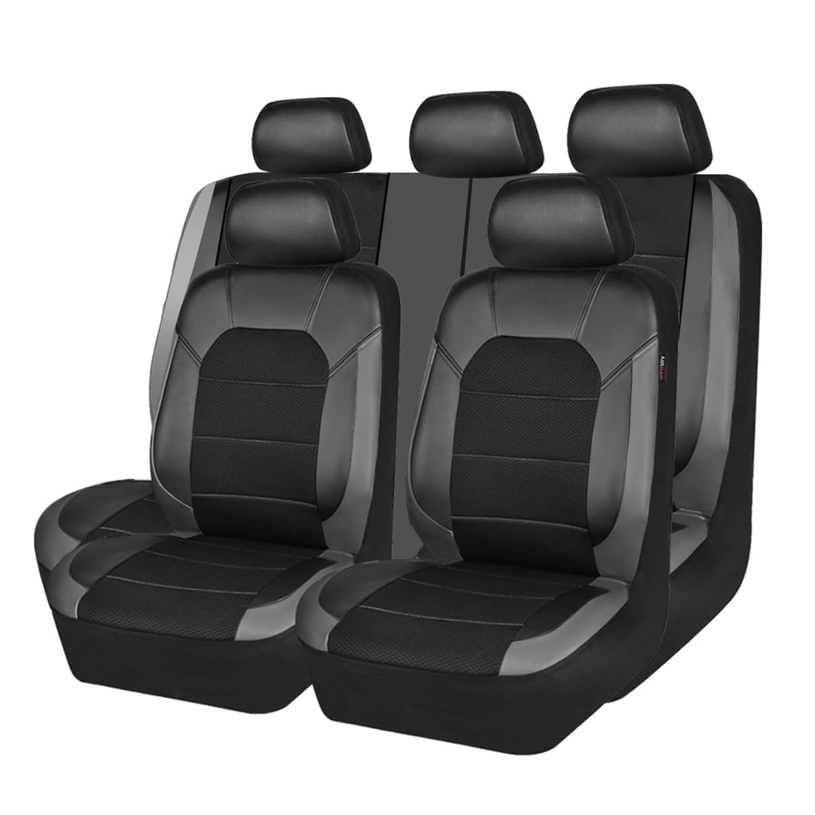 Auto Sitzbezüge Set für VW Polo 2003-2016 2017 2018 2019, 9 Stück Leder Wasserdicht Bequem Autositzbezüge Sitzschoner Innenraum Zubehör,Grey von VENYAA