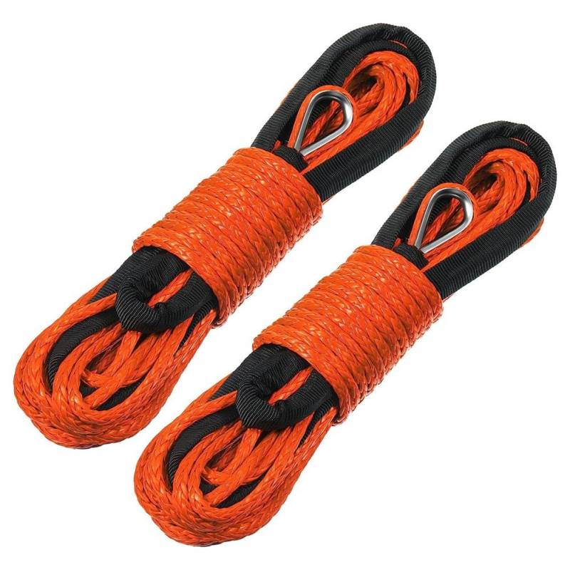 VENYAA Synthetisches Seil, 1/4 x 15 m, UV-beständig, für UTV, ATV, Winden, , Zubehör, Orange, 2 Stück von VENYAA