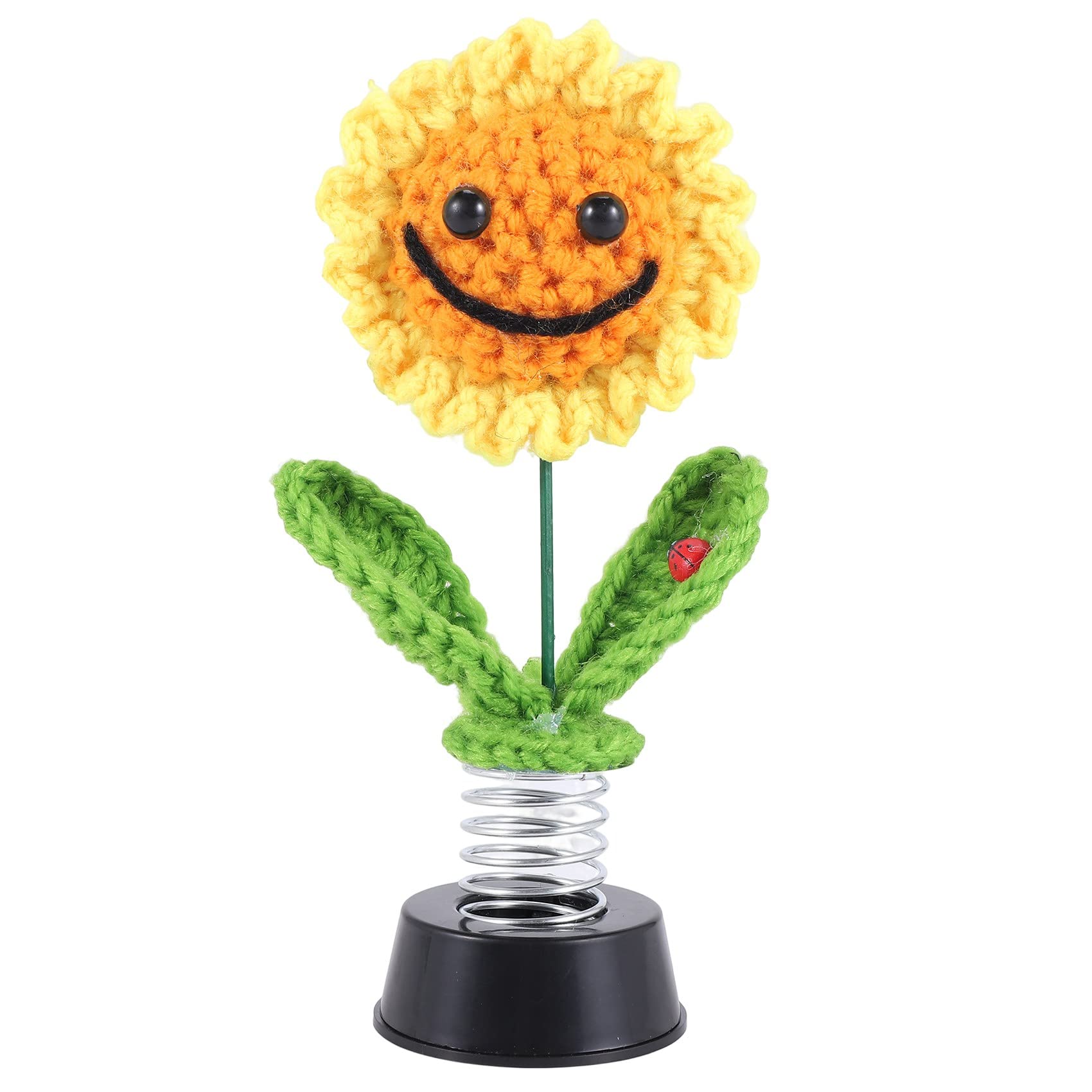 VEOFFICE Sonnenblume Auto Armaturenbrett Dekorationen Armaturenbrett Gestrickte Blumen für Frauen Auto Ornament Zubehör von VEOFFICE