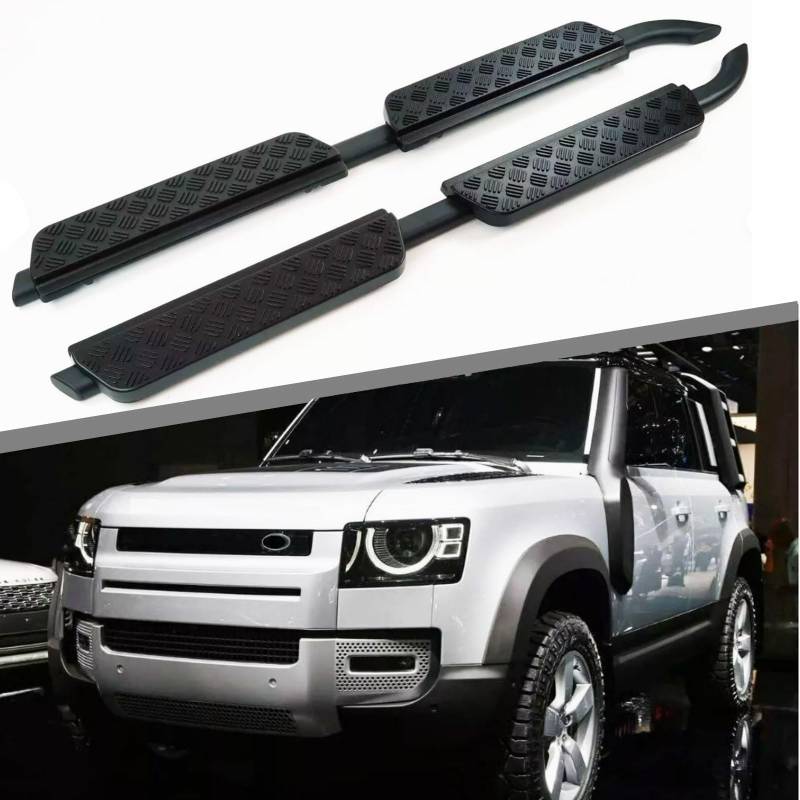 Seitenstufen Fit für Land Rover Defender 110 4D 2020 2021 2022 2023 2024 Trittbretter Nerf Bar Seitenpedal Schwarz von VERBANA