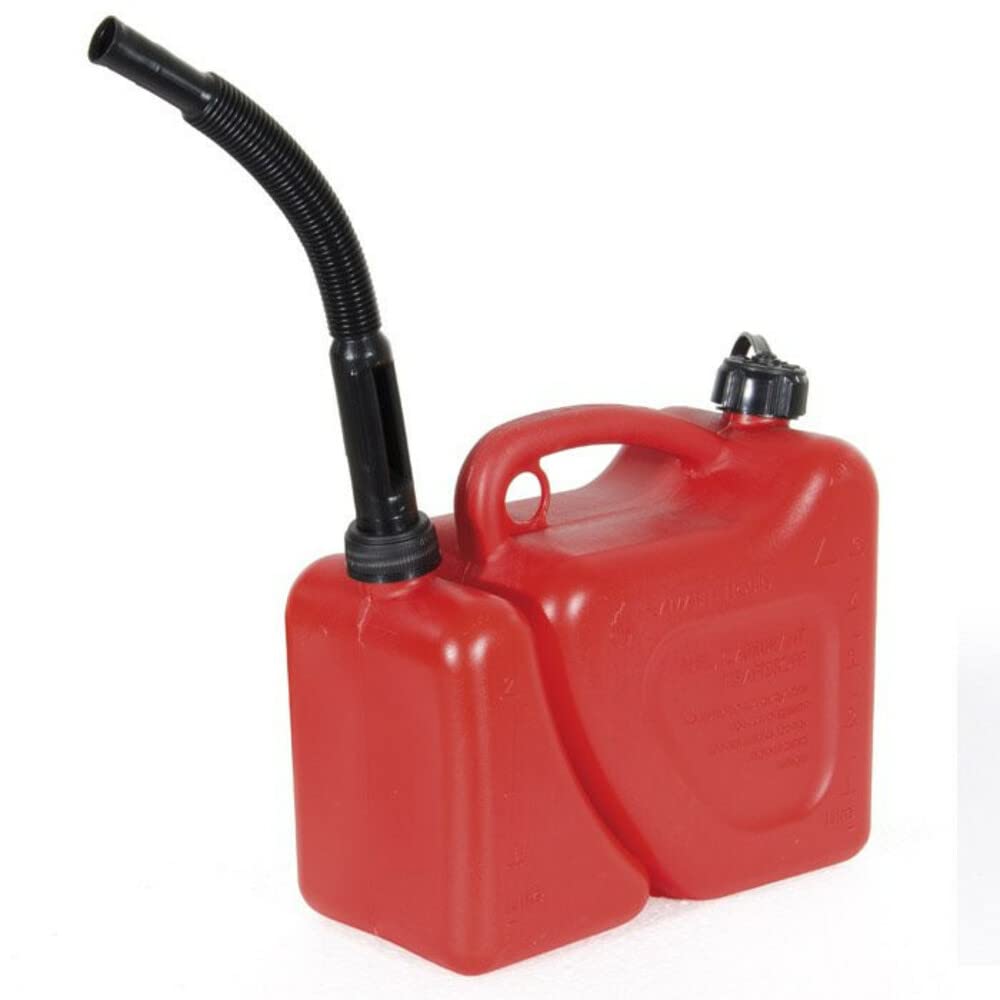 VERDELOOK Doppelkanister aus rotem Plasik mit Mundstück, geeignet für jede Art von Kraftstoff, Fassungsvermögen 5 + 2 l von VERDELOOK