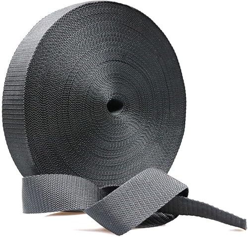 VERSHY Gurtband Polypropylene 25mm Breit, 10m PP Gurtband - für DIY Hundehalsband, Abschleppseile und Gepäckgurt, Gewebeband Schwarz Gurtbänder für Taschen/Rucksack Band, Gürtel und Geschirre (25mm) von VERSHY