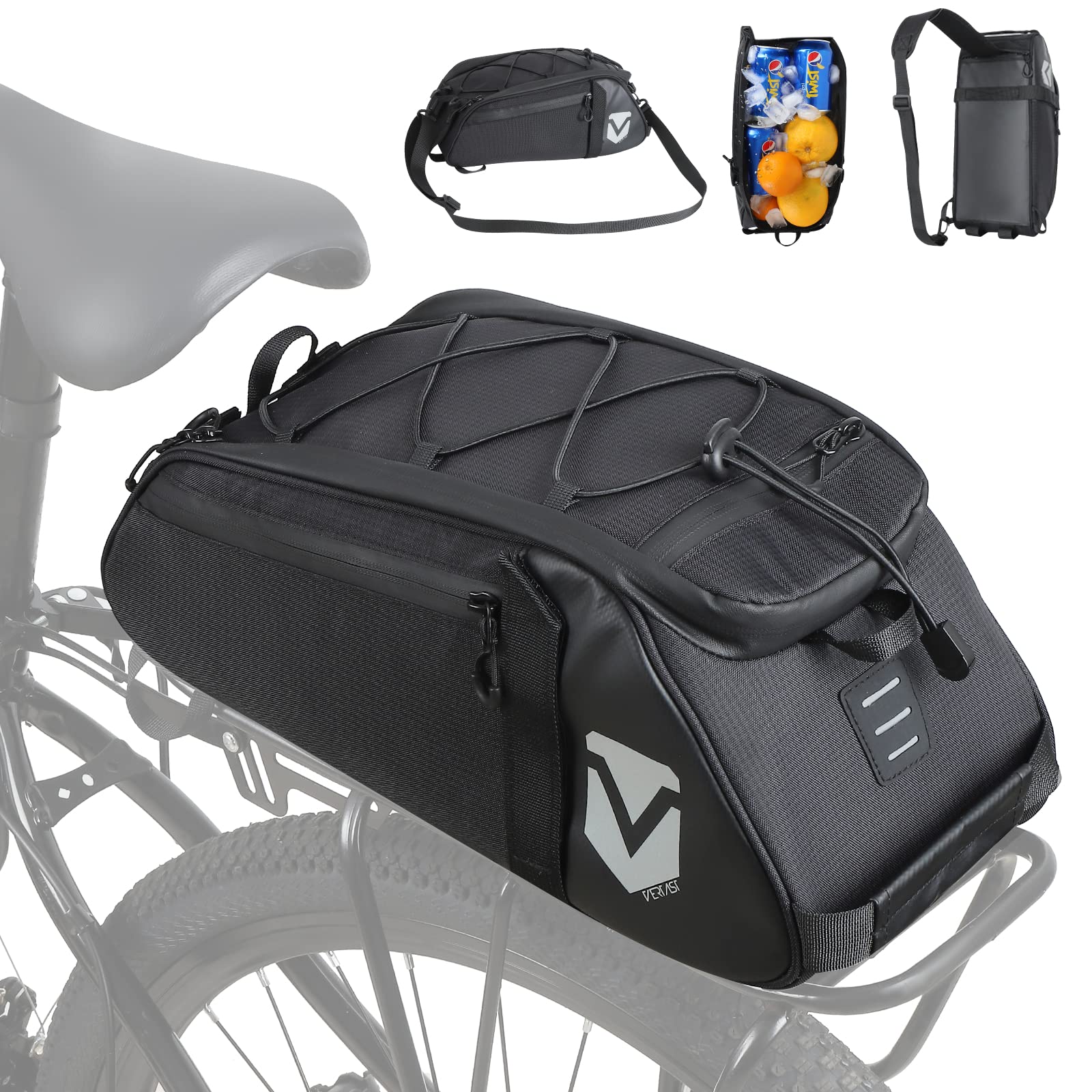 VERTAST Fahrrad Gepäckträger Tasche Wasserdicht Multifunktionale Packtasche für Fahrrad Sitz Outdoor Fahrrad Korb Schulter Handtasche (Schwarz5) von VERTAST