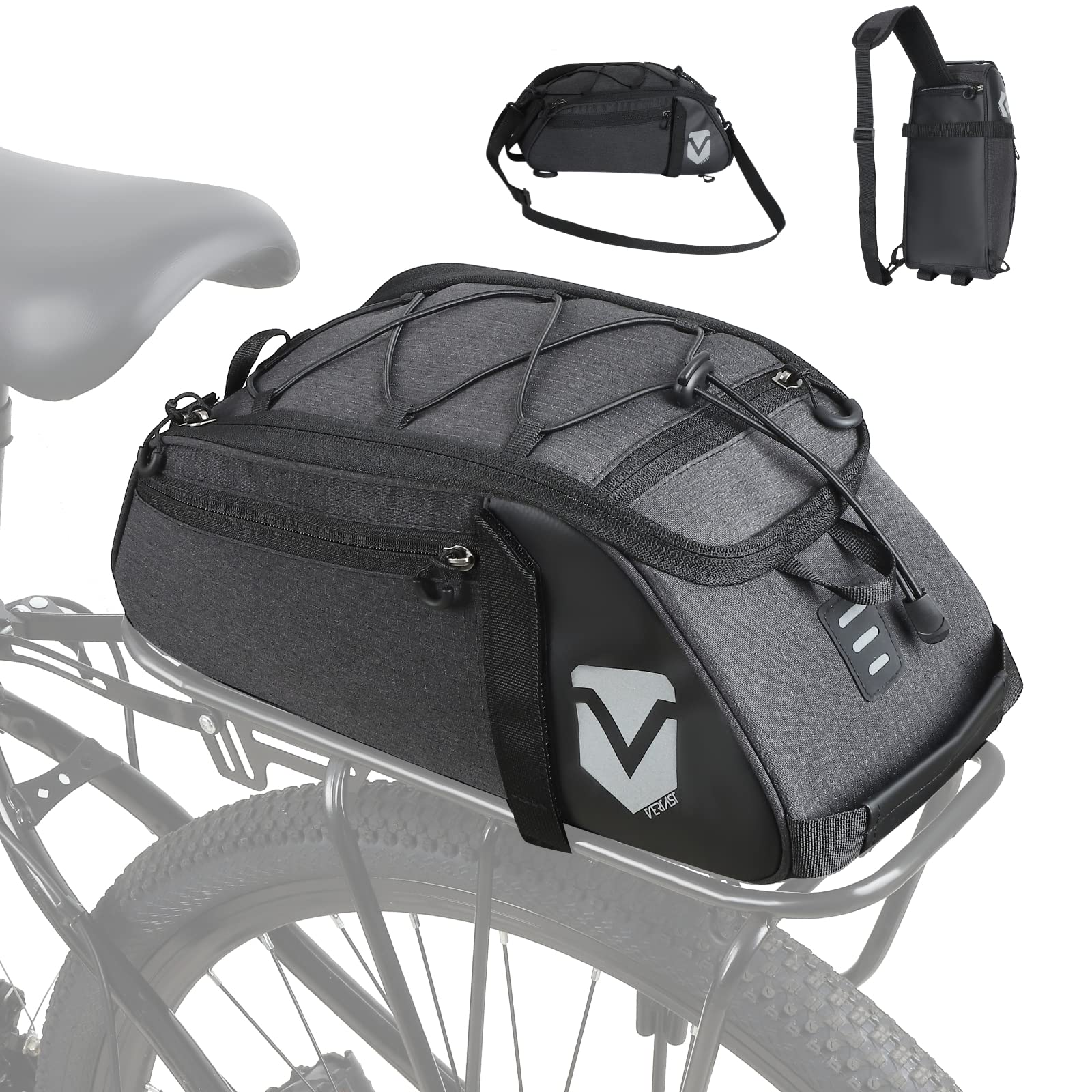 VERTAST Fahrrad Gepäckträger Tasche Wasserdicht Multifunktionale Packtasche für Fahrrad Sitz Outdoor Fahrrad Korb Schulter Handtasche 8L Schwarz2 von VERTAST