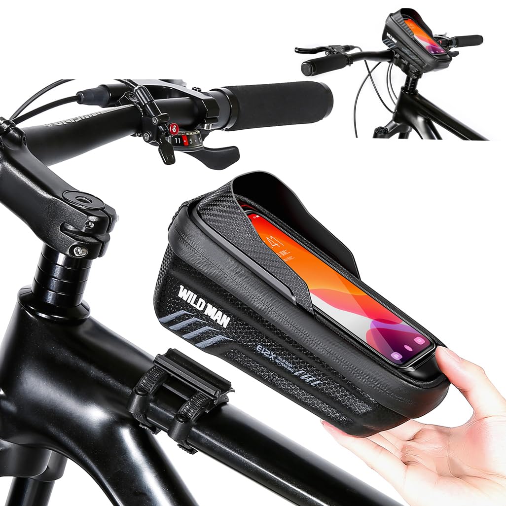 VERTAST Fahrrad Rahmentasche Wasserdicht Handytasche Fahrradtasche Rahmen für Montainbikes Rennrad Ebikes, mit Sensitivem TPU Touchschirm für Smartphone bis zu 6.5 Zoll, Schwarz von VERTAST