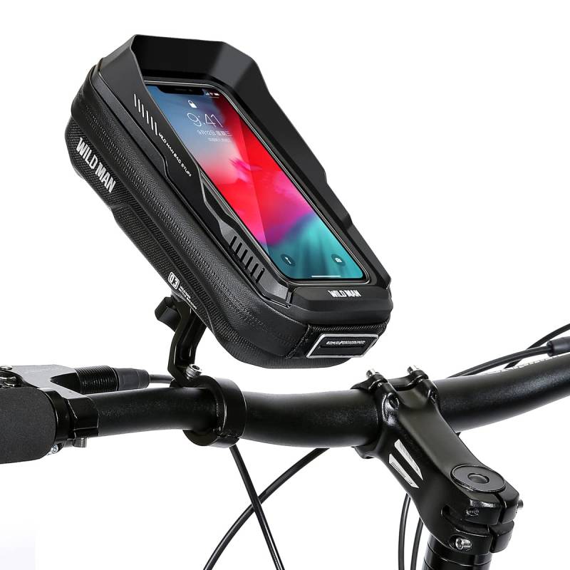 VERTAST Wasserdicht Fahrradlenker Handy Tasche Handyhalterung 360° Drehbarem Fahrrad Handyhalter Lenkertasche für Smartphone GPS für MTB, Ebikes, Rennrad, Schwarz-360° von VERTAST