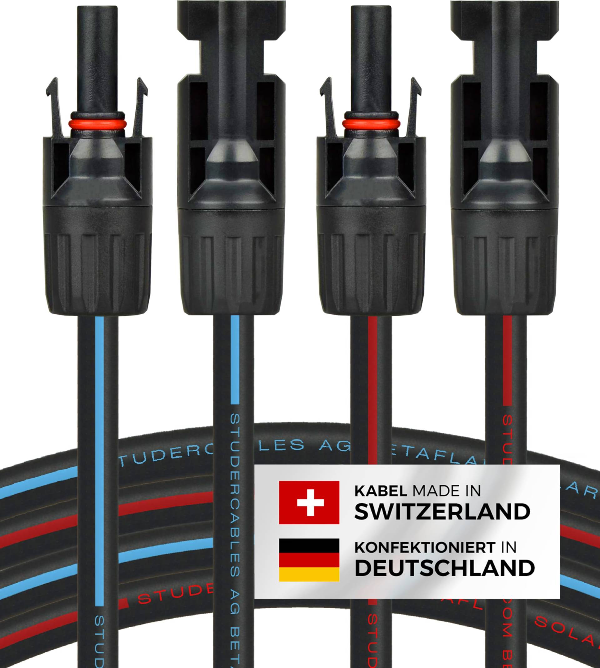 Solarkabel 2 x 1 Meter 4mm² mit Solarstecker, inkl. 0% MwSt. gem. § 12 Abs. 3 UStG (1-30m, 4mm²/6mm²) Solar Stecker, Solarleitung Verlängerungskabel für PV Kabel Solaranlage Solarpanel Verlängerung von VESVITO