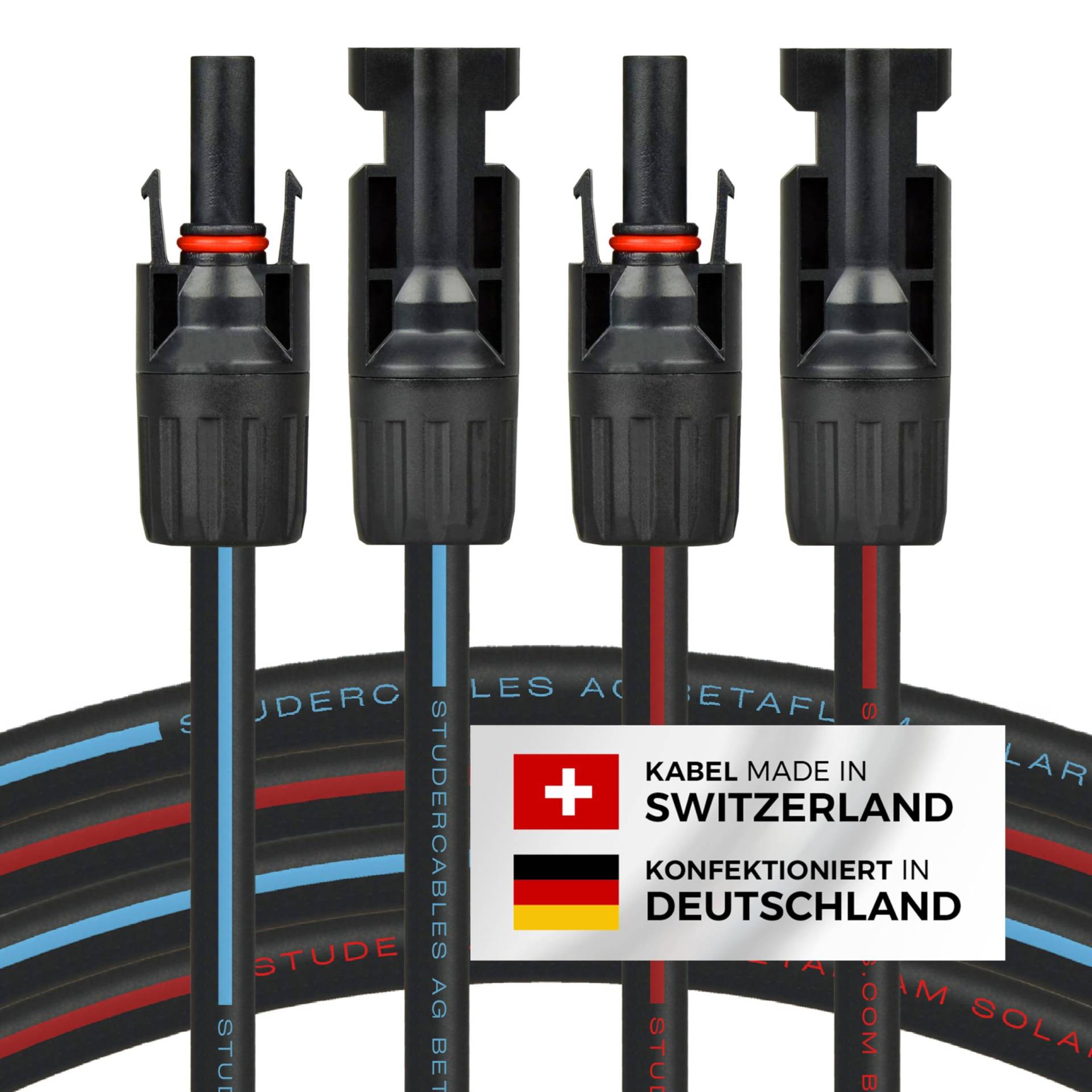 Solarkabel 2 x 10m 4mm² mit Solarstecker (1-30m, 4mm²/6mm²) Stecker beidseitig montiert, Solarleitung Verlängerungskabel für PV Photovoltaik Solaranlage Solarpanel Solar Kabel Verlängerung von VESVITO