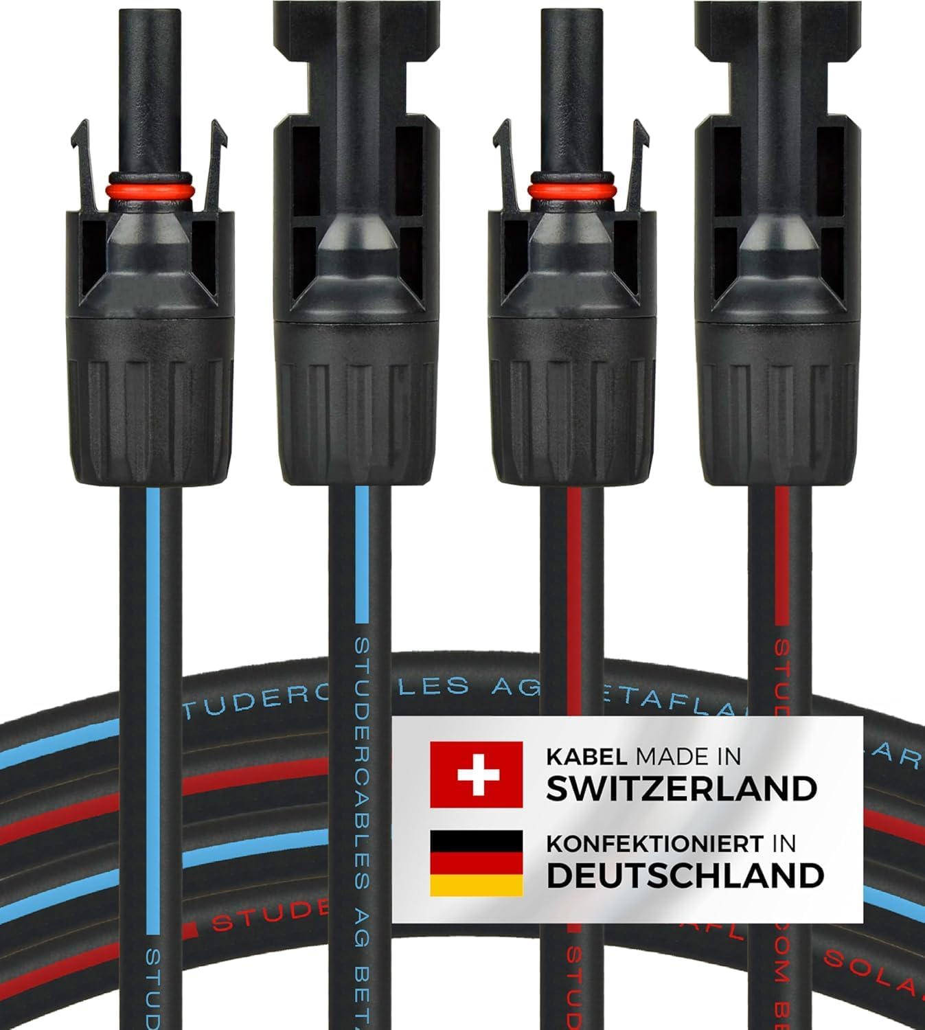 Solarkabel 2 x 3 Meter 6mm² mit Solarstecker, inkl. 0% MwSt. gem. § 12 Abs. 3 UStG (1-30m, 4mm²/6mm²) Solar Stecker, Solarleitung Verlängerungskabel für PV Kabel Solaranlage Solarpanel Verlängerung von VESVITO